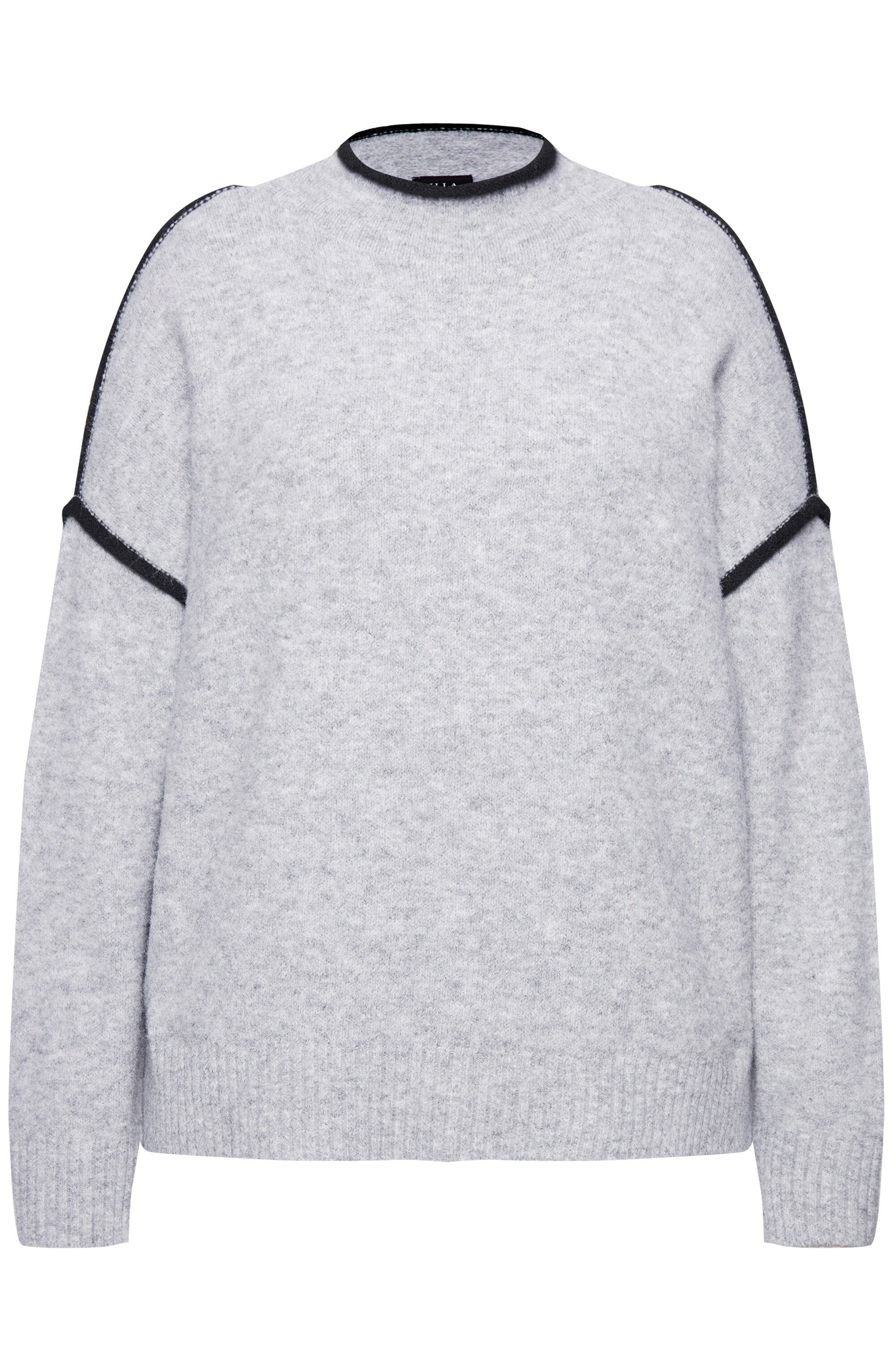 Rollkragenpullover Pullover Zierstreifen Oversized Stehkragen Langarm