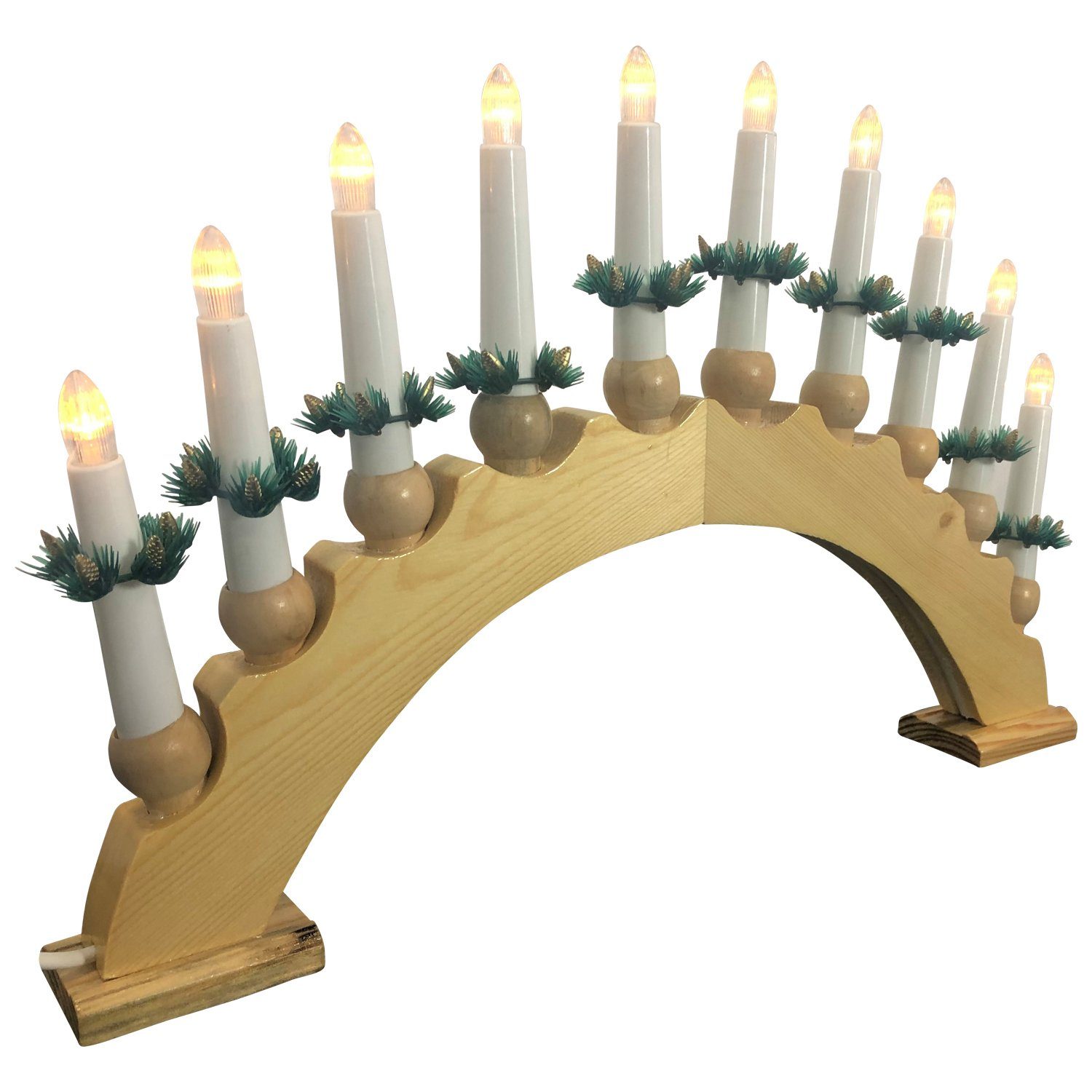 Nipach LED Lichterbogen 10 LED warmweiss (1tlg), Echtholz 47x32cm