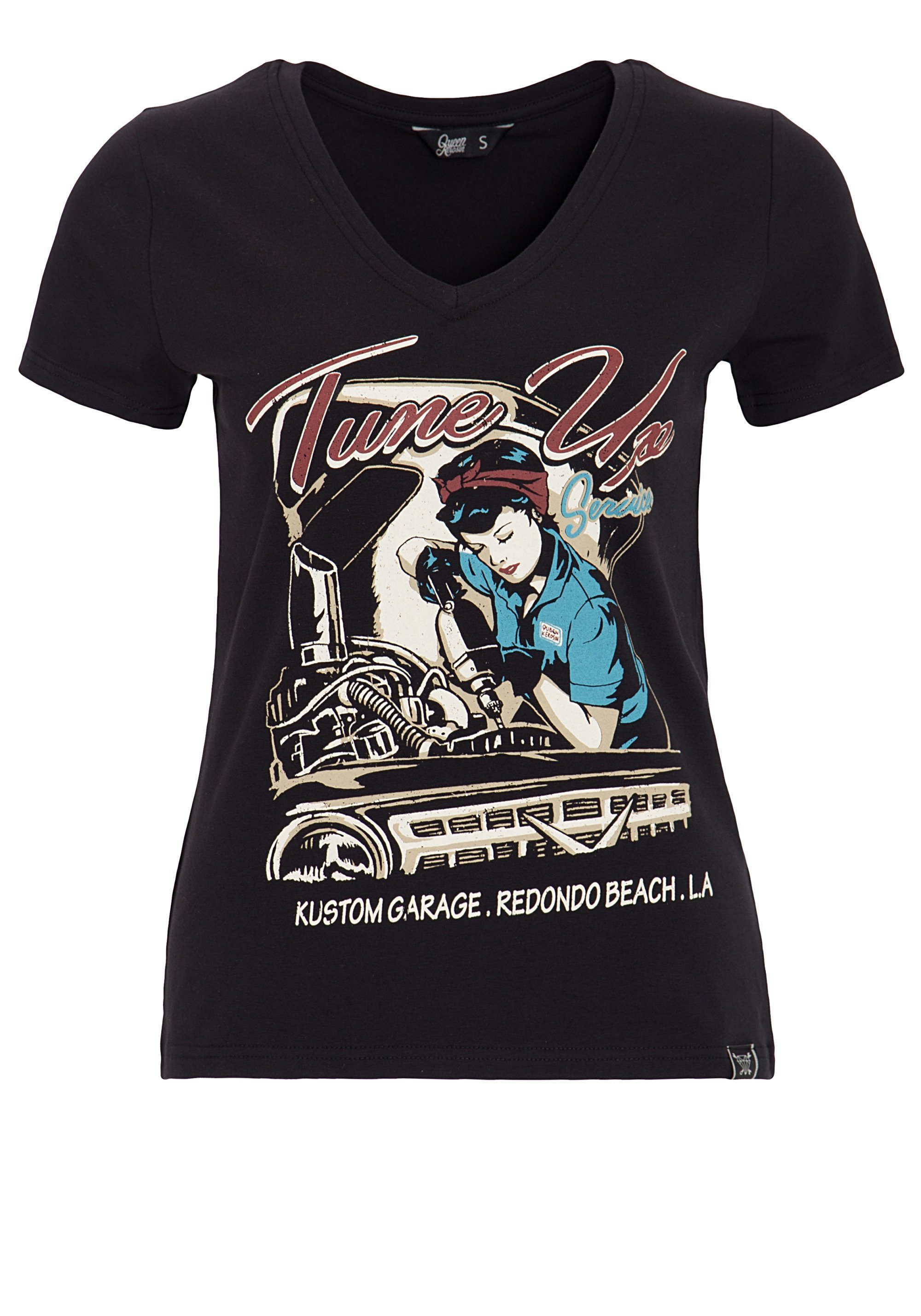 QueenKerosin Print-Shirt Tune Up (1-tlg) mit trendigem V-Ausschnitt günstig online kaufen