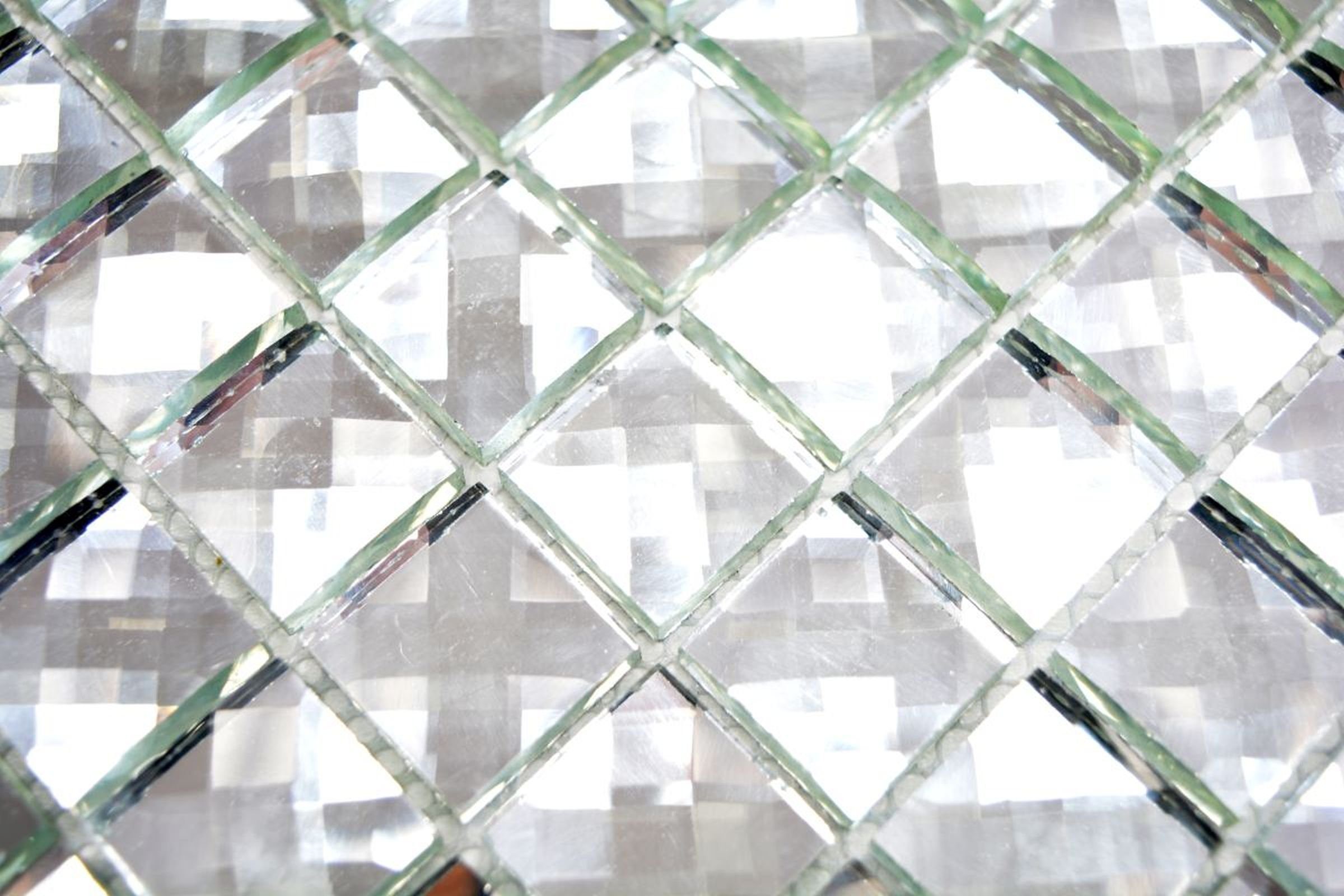 silber Mosaikfliese Optik Mosani Diamant Küche Fliesenspiegel Glasmosaik Mosaikfliesen