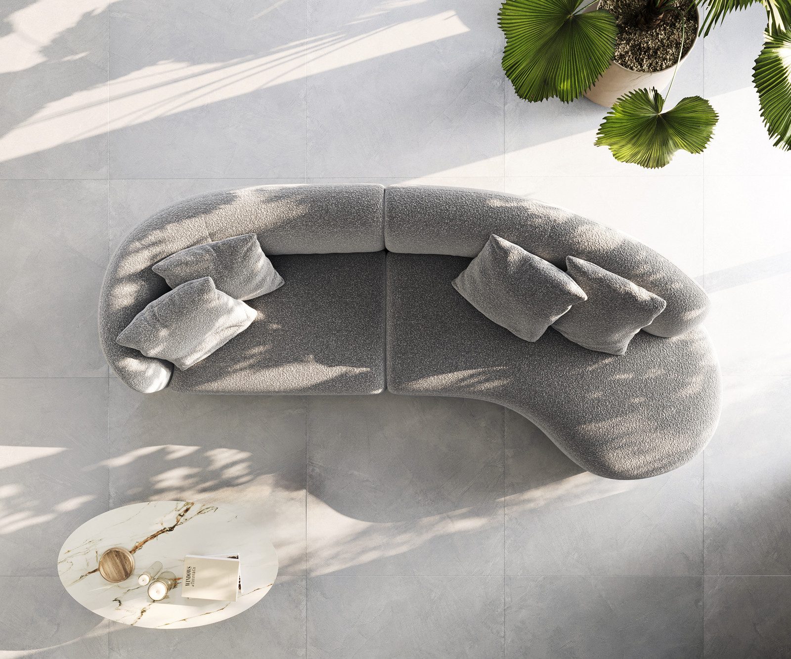 DELIFE Big-Sofa Mairi, Bouclé Silbergrau 330x160 günstig online kaufen