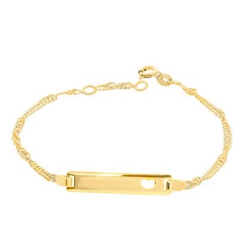 Stella-Jewellery Goldarmband 585 Gelbgold ID Armband mit Herz Singapurkette (inkl. Etui, 1-tlg), Armkette, Goldarmband