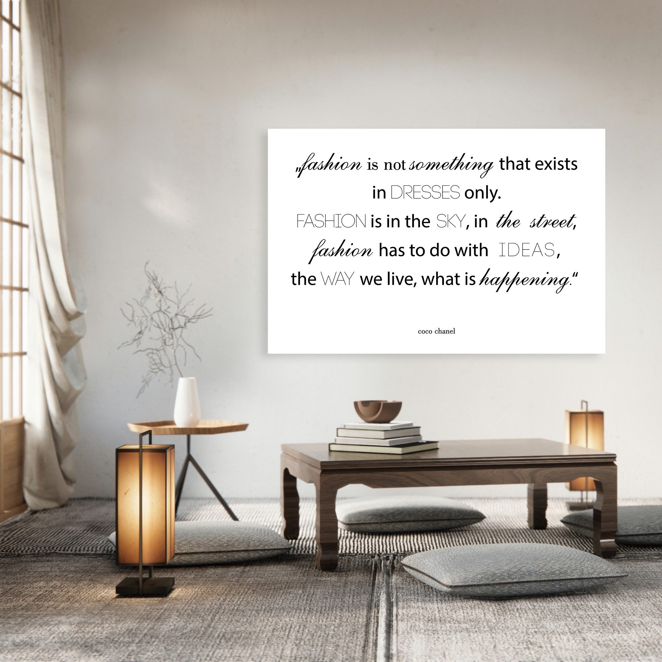 queence XXL-Wandbild Coco Chanel - Zitat - Spruch - großes Wandbild - Exklusiv - Fashion, CocoChanel, HD Premium Druck auf White Dibond, Format: 150x100cm