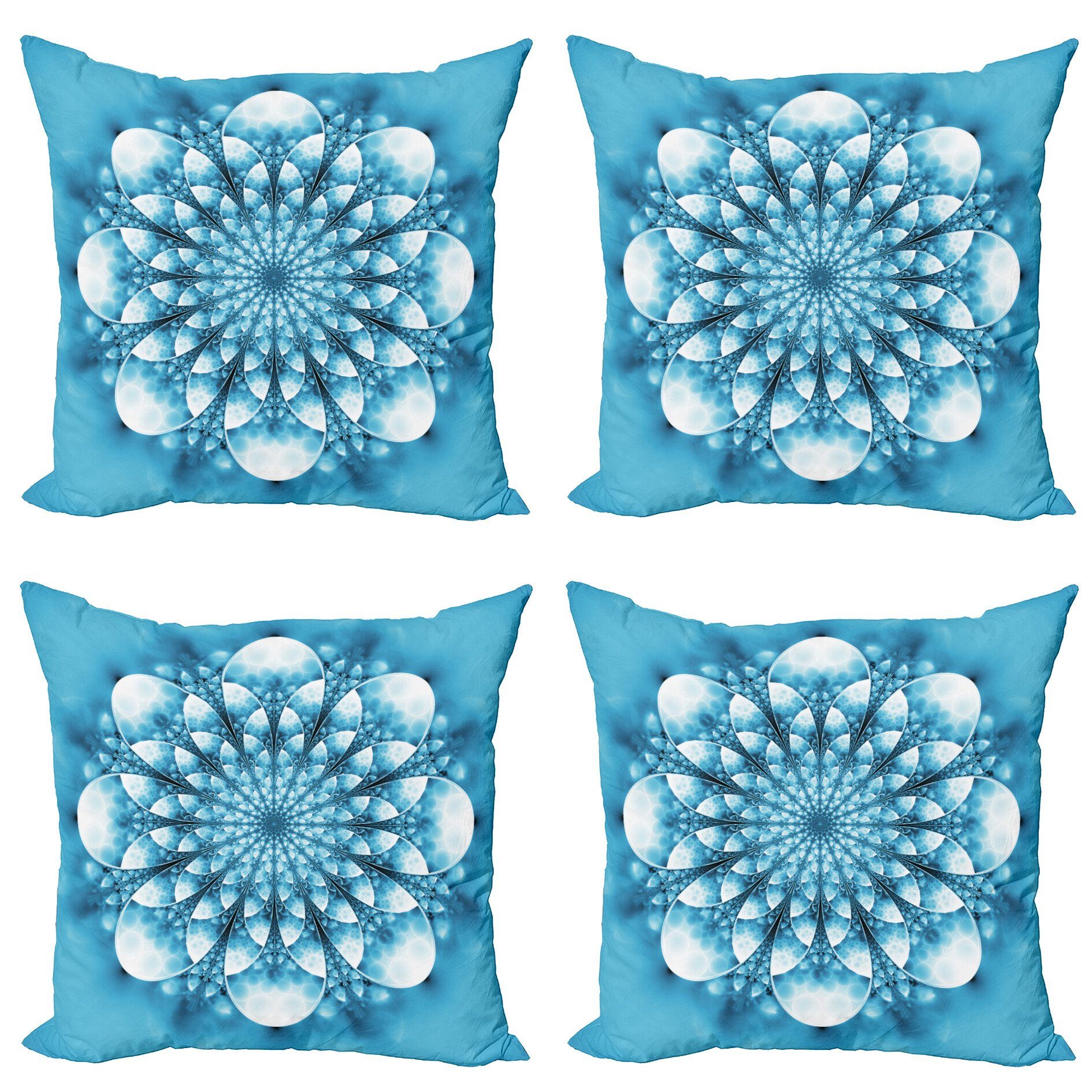 Kissenbezüge Modern Accent Doppelseitiger Digitaldruck, Stück), Mandala Exotische Blauer Abakuhaus Blumen Abstrakt (4