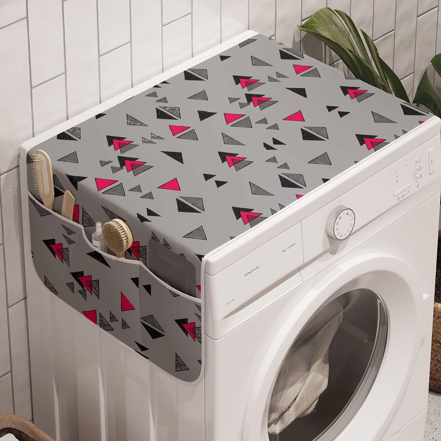 Abstrakt Dreieck und Anti-Rutsch-Stoffabdeckung Pastell Abakuhaus Shapes Waschmaschine Badorganizer für Trockner,