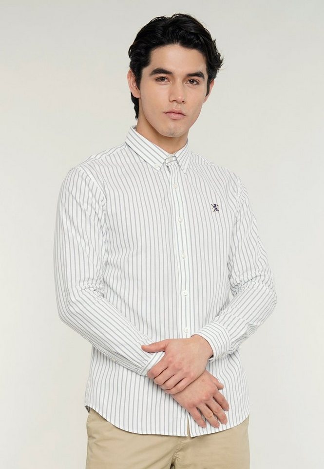 GIORDANO Langarmhemd mit dezenter Markenstickerei