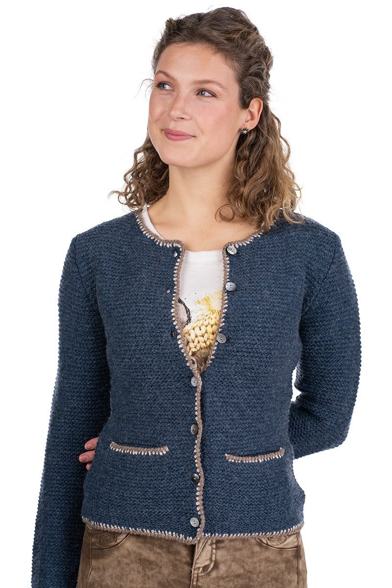 Trachtenstrickjacke Trachten Strickjacke - TYROL - rauchblau