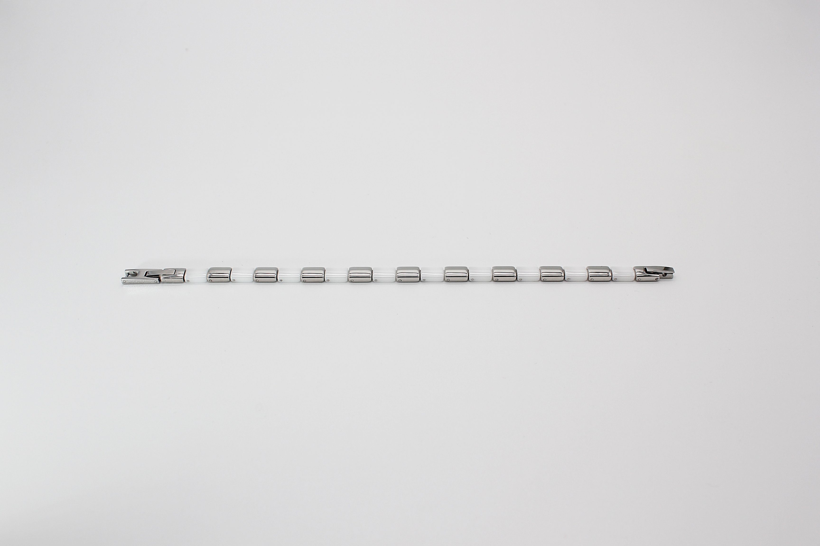 Edelstahl- 19 (Armbandlänge x Damenarmband cm, 3 Silber Handgelenkkette Gliederarmband Breite ELLAWIL 6 Weiß inklusive Geschenkschachtel mm), Keramikarmband mm