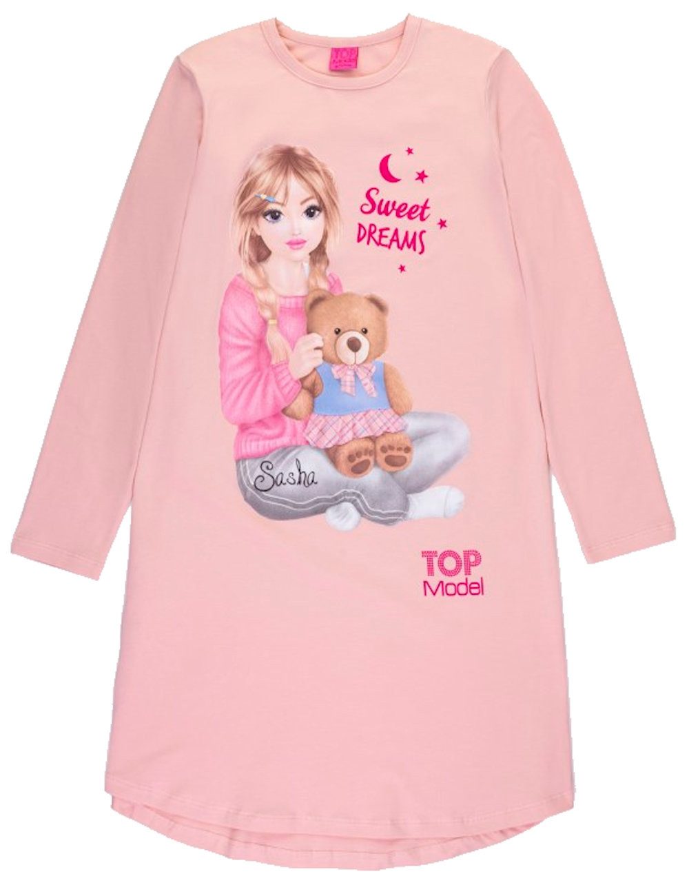 TOPModel Nachthemd TOPModel Sasha Nachthemd Teddy Langarm silver pink (1-tlg)