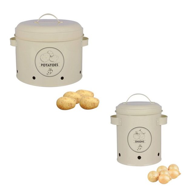 Rivanto Vorratsdose, Metall, (Set, 2-tlg), für Kartoffeln und Zwiebeln Set: Kartoffeldose und Zwiebeldose beige