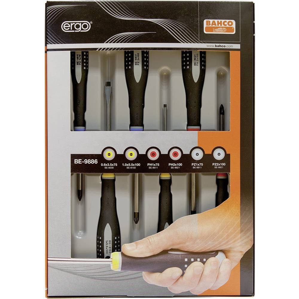 BAHCO Schraubendreher Schraubendreher-Satz,6-Tlg, Schlitz+Ph+Pz BE-9886