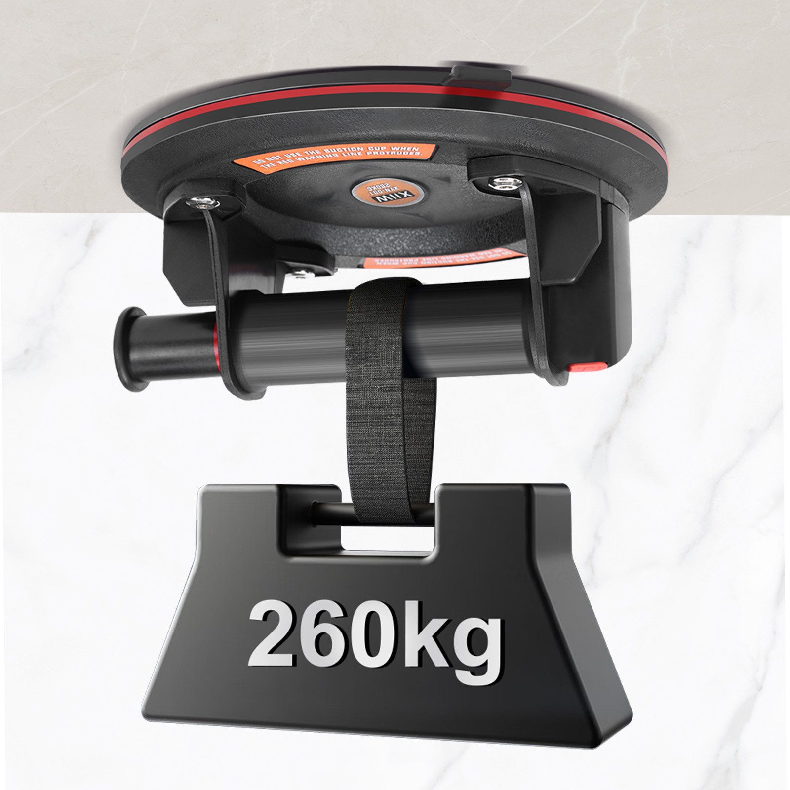 XERSEK Plattenheber Haltegriff Saugheber mit Akuus Barometer, Vakuumheber Glassauger, max. 300 kg Traglast, ø200mm Doppelgummi & Dreifachdichtung Horizontale Max.Saugkraft:260kg, -], Vakuumsauger für Glas Metall Kunststoff Holz Werkstatt Baustelle Lager