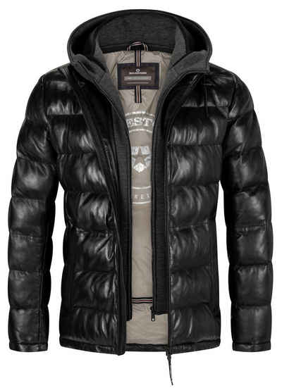 Milestone Lederjacke MS-Claudio Herren Steppjacke mit abnehmbarer Kapuze aus Lammnappa Leder