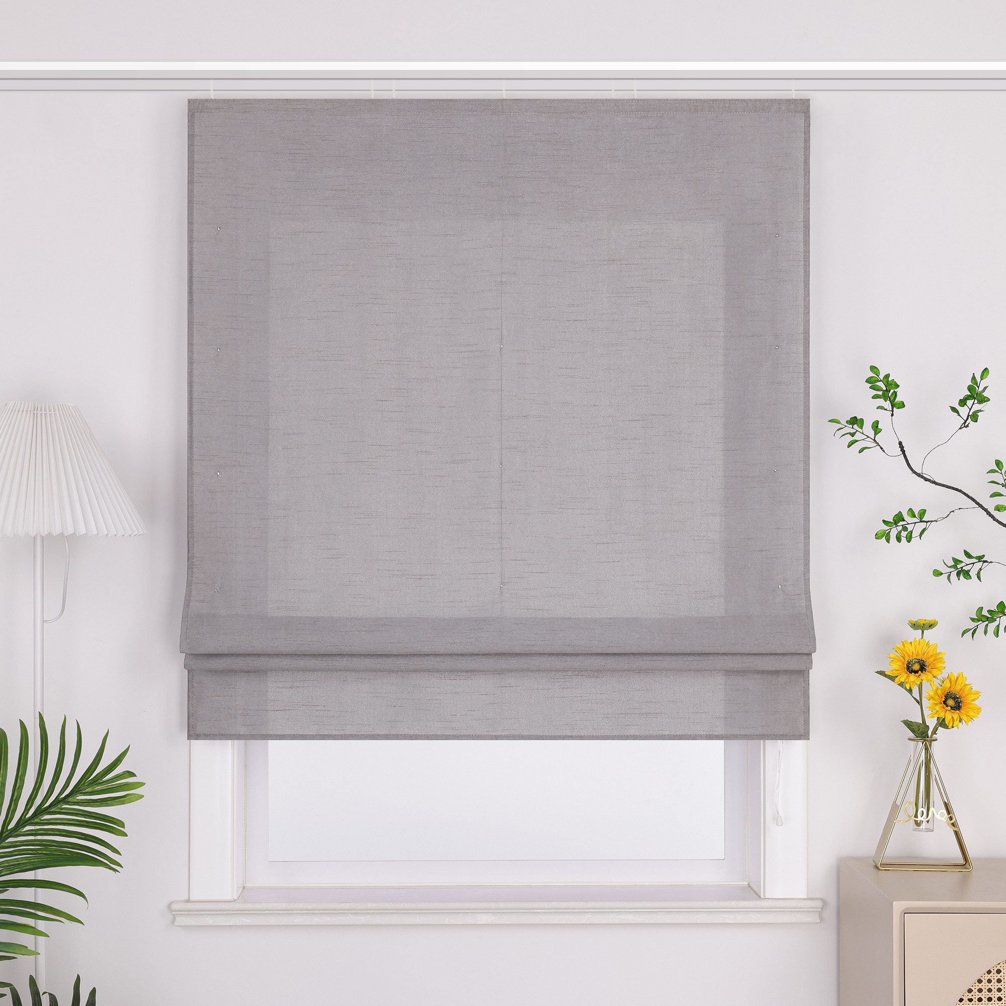 Joyswahl Raffrollo, mit Klettband, Uni Strukturiertes Gewebe Gardinen Küche, ohne bohren