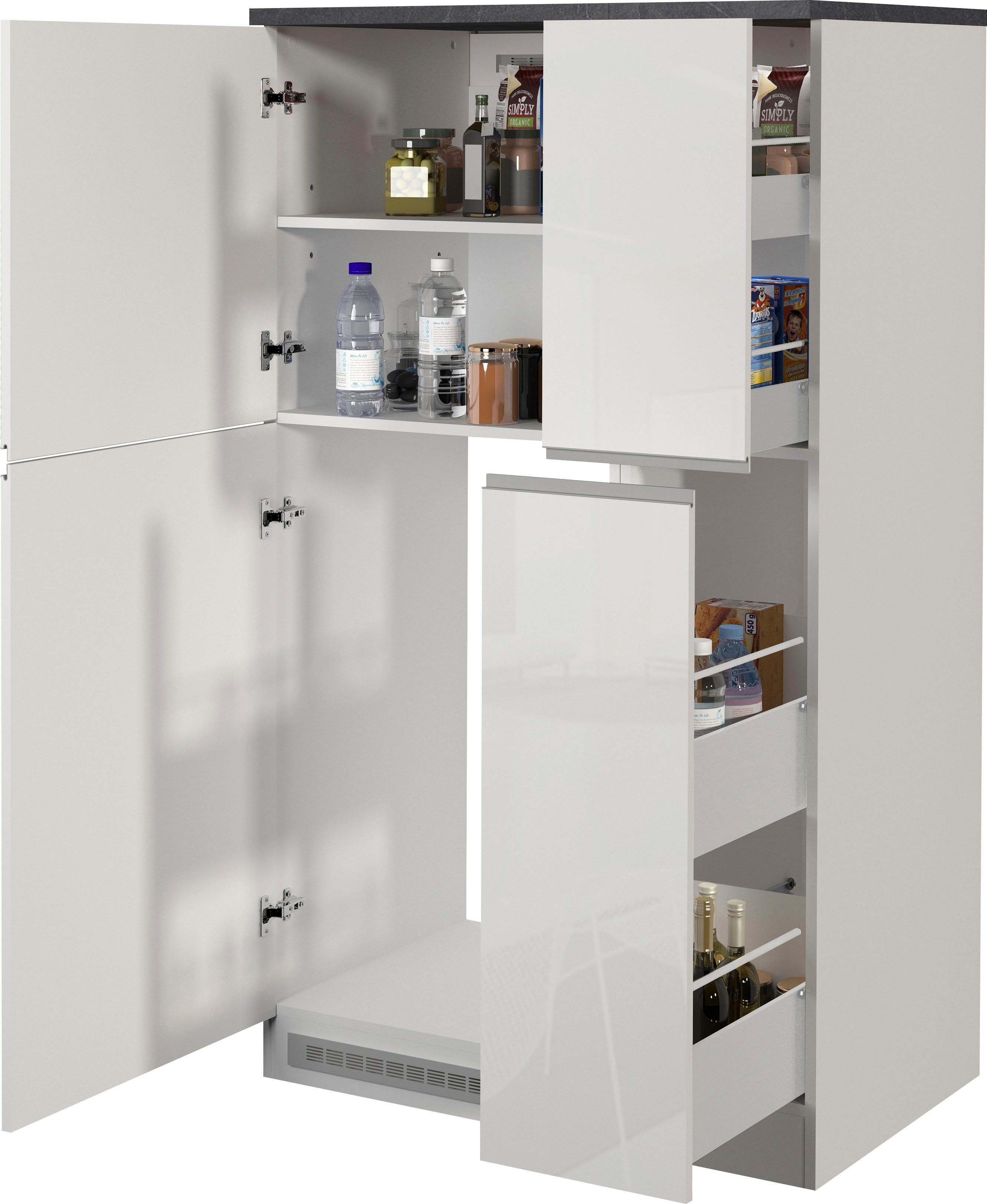 KOCHSTATION Küche KS-Sole Küchenschrank-Set, Breite 90 cm,Umbau-und Apothekerschrank im Set