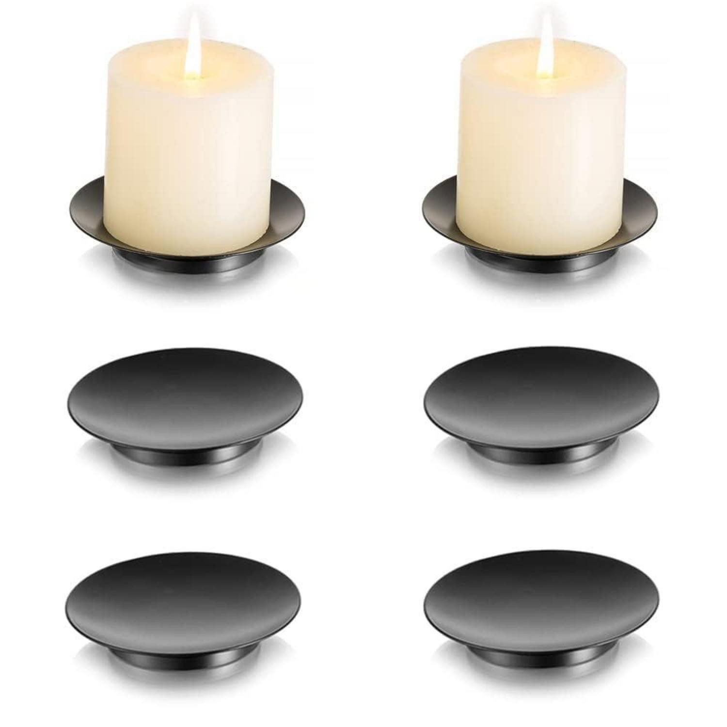 LuxusKollektion Kerzentablett Kerzenständer Metall Schwarz 10.8cm 6er Set (6 St)