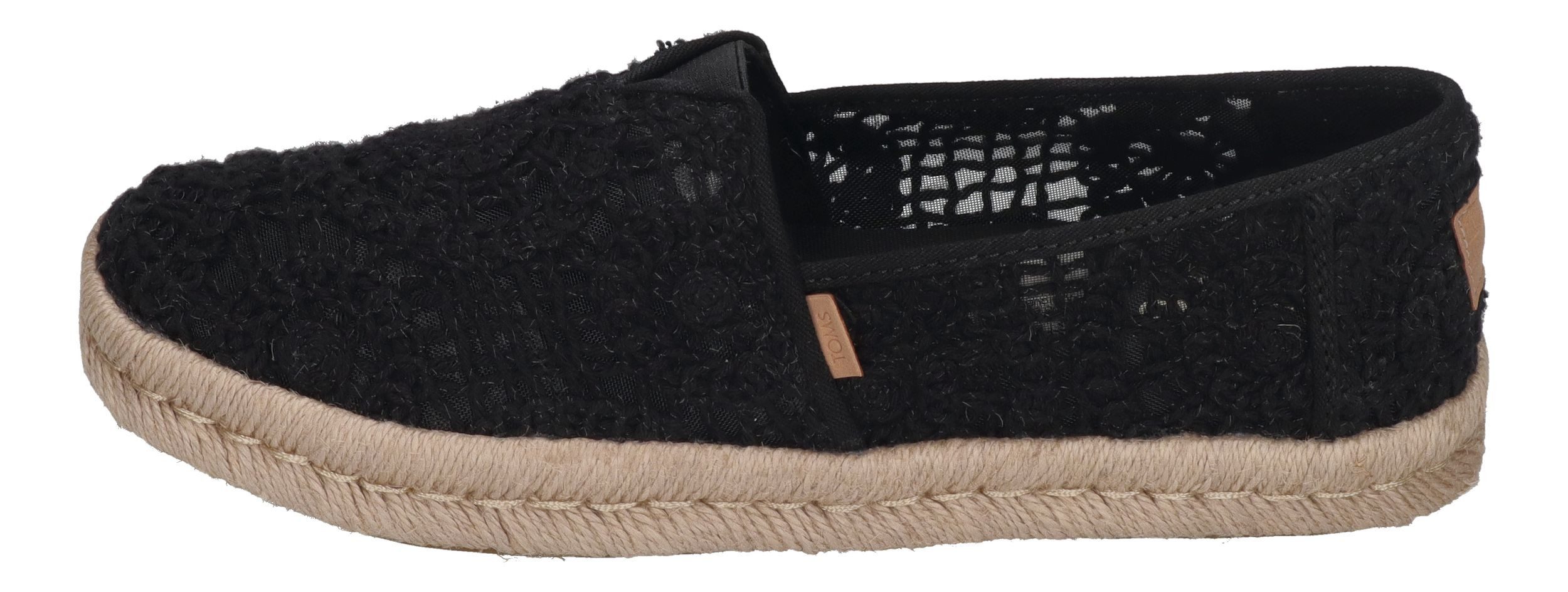 TOMS ALPARGATA ROPE 2.0 Espadrille Black Crochet Lace