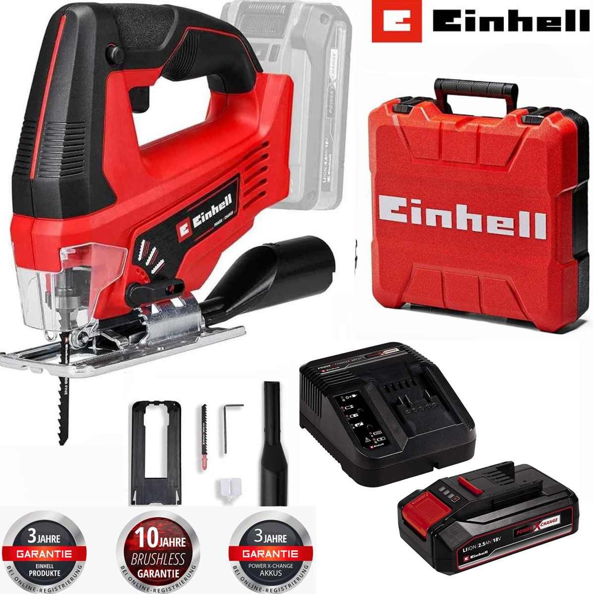 Einhell Akku-Pendelhubstichsäge Stichsäge TC-JS 18V Li, 1x 2,5 Ah Akku, Ladegerät Koffer – Bild 3 von 5
