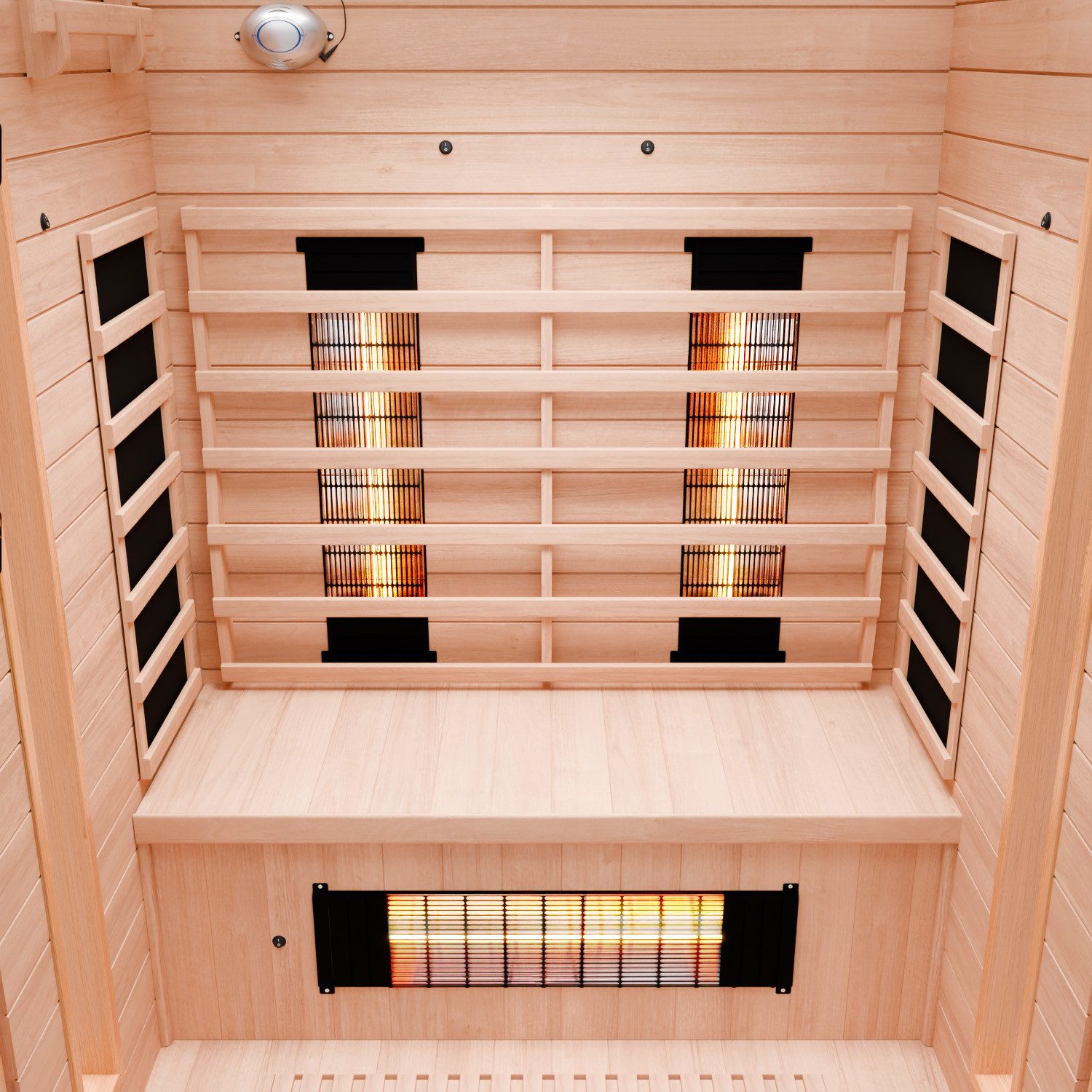 Dewello Infrarotkabine PIERSON 135 Wärmekabine, bis zu 2 Personen, 5 Vollspektrumstrahler, Sauna aus Hemlock-Tannenholz, leichter Aufbau dank Stecksystem – Bild 4 von 5