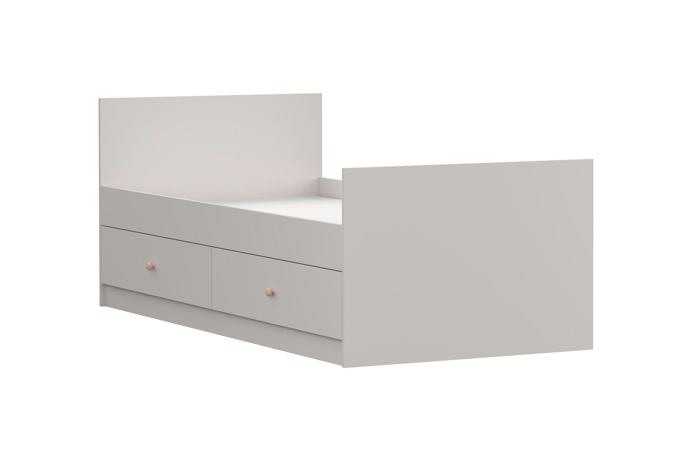 Deine Möbel 24 Kinderbett OSCAR Einzelbett Jugendbett 90x200 cm mit Schubladen (Matratze optional, Set, 3-tlg., ganz in Weiß / Cashmere, Griffe: Rosa / Anthrazit OSCAR-Kollektion), Kinderzimmer Jugendzimmer Jungenzimmer Mädchenzimmer