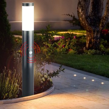 etc-shop LED Außen-Stehlampe, Leuchtmittel inklusive, Warmweiß, Außen Steh Lampe Bewegungsmelder Garten Beleuchtung