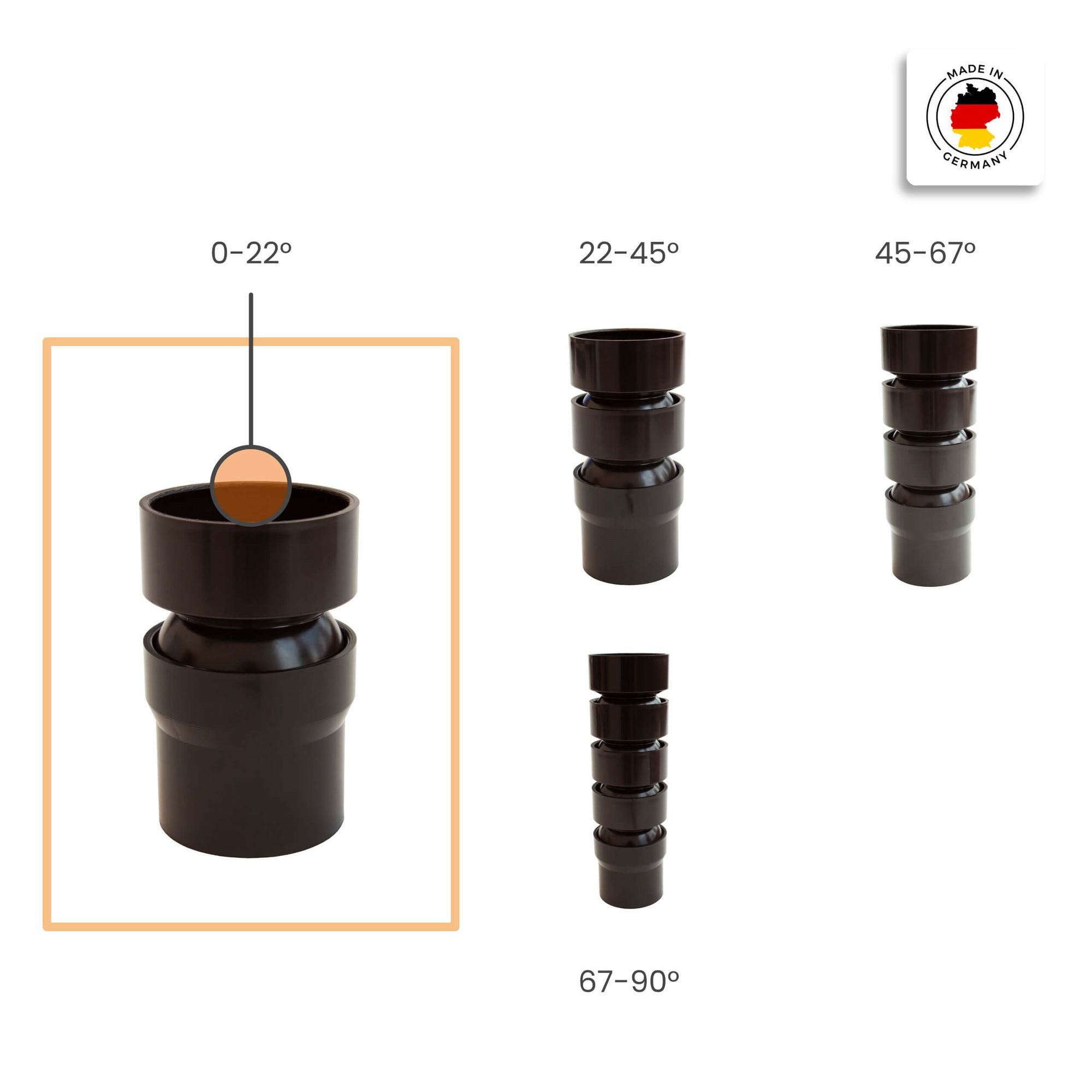 INEFA Regenfallrohr Flexibler Rohrbogen, (DN 50 0-22°. 1 Bogenstück), Kunststoff, Winkel- Set, Fallrohr, Dachrinne- Zubehör Gartenhaus