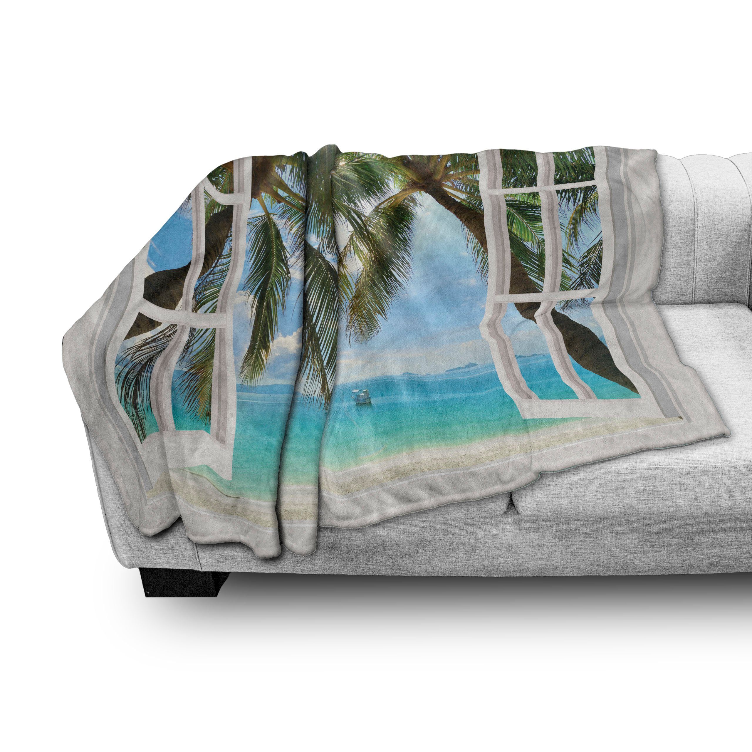 Innen- Wohndecke Fenster Abakuhaus, exotischen den Außenbereich, und Gemütlicher Tropisch zum Strand Plüsch für