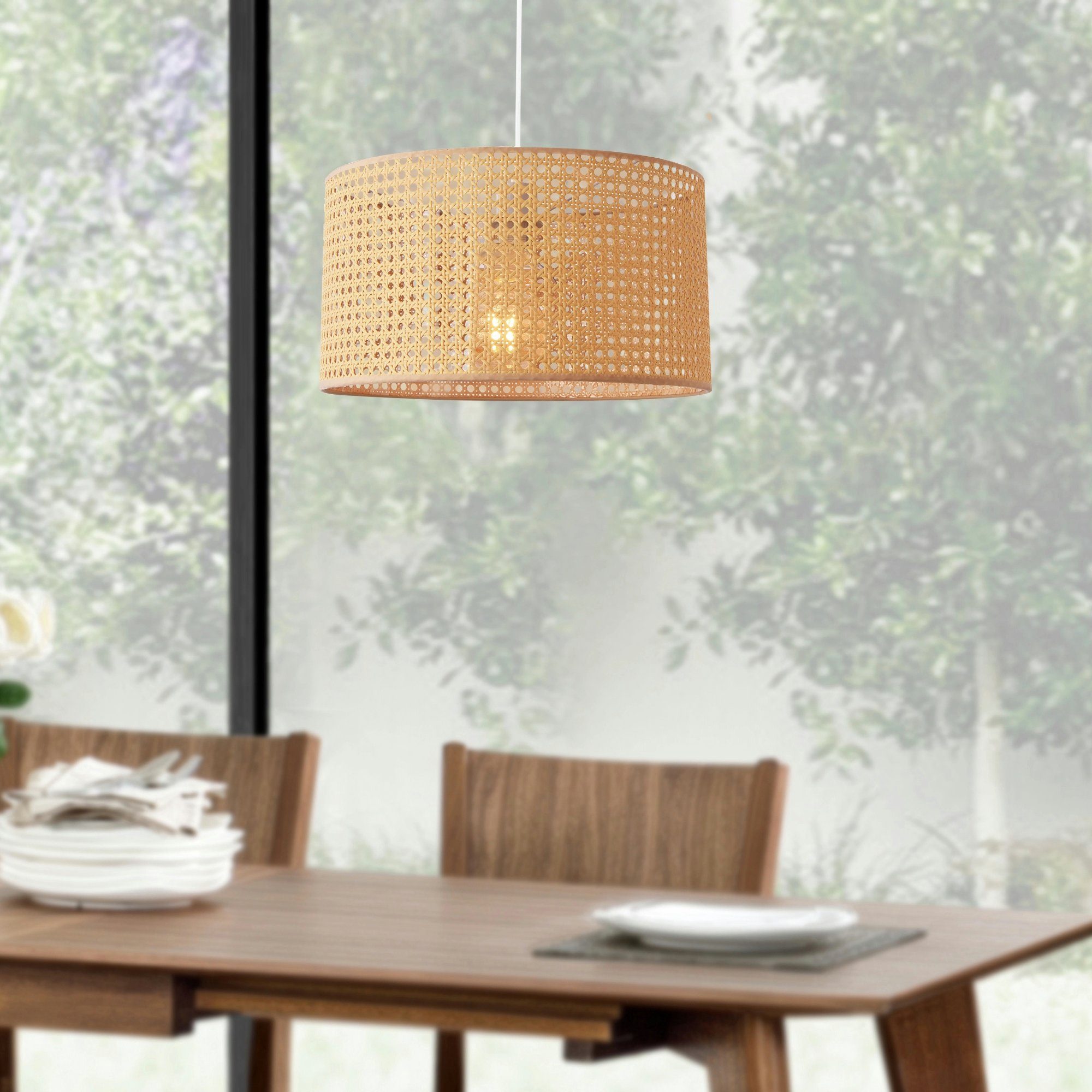 lux.pro Hängeleuchte, »Shrewsbury« Pendelleuchte 1xE27 Rattan-Optik günstig online kaufen