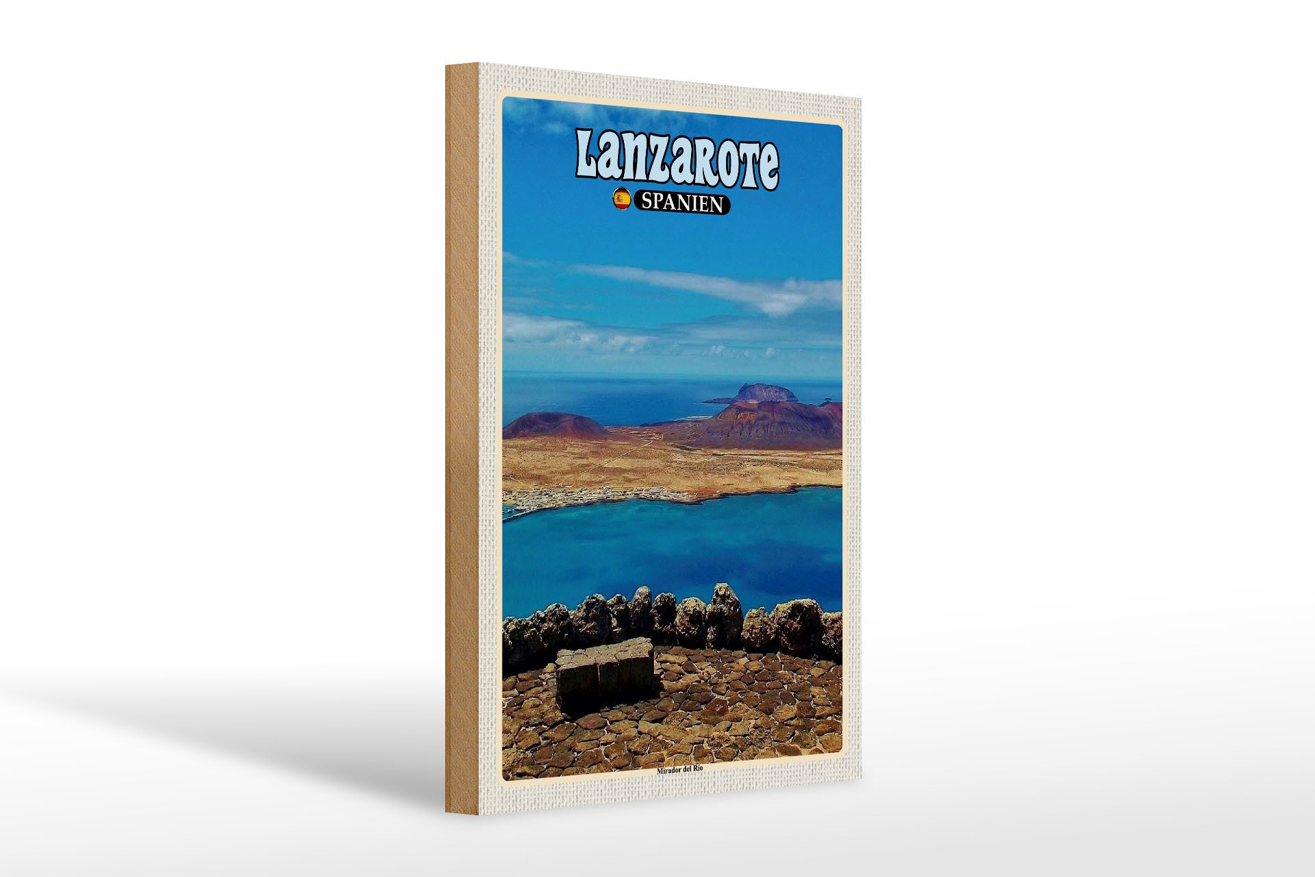 Femer GmbH Holzbild Reise 20x30cm Lanzarote Spanien Mirador del Rio, (1 St), Glatte Holzfaserplatte (MDF), vorn beschichtet