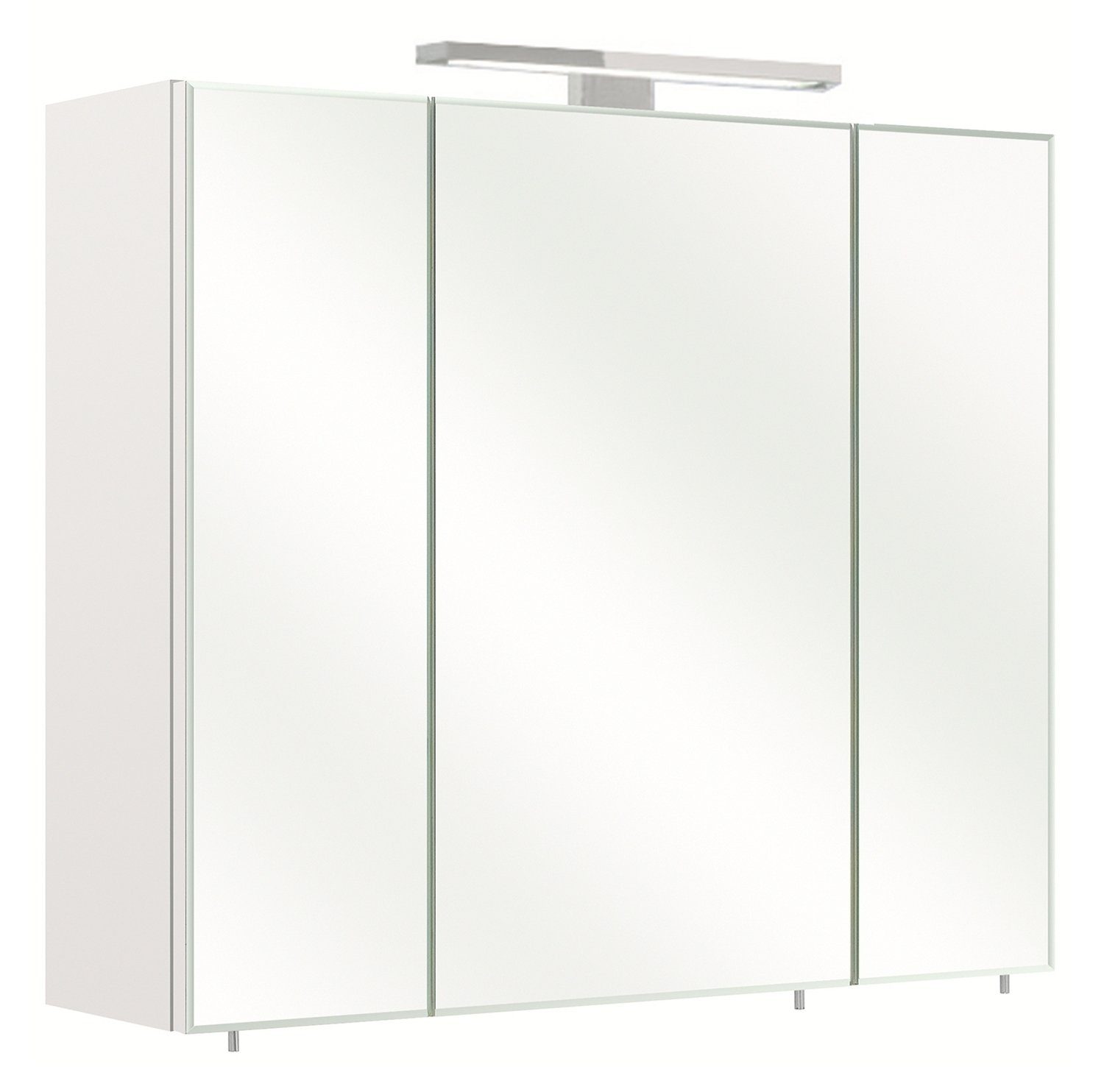 PELIPAL Spiegelschrank GERD, Weiß matt, 3-türig, mit LED-Aufsatzleuchte, Badmöbel, BxHxT 70 x 60 x 20 cm