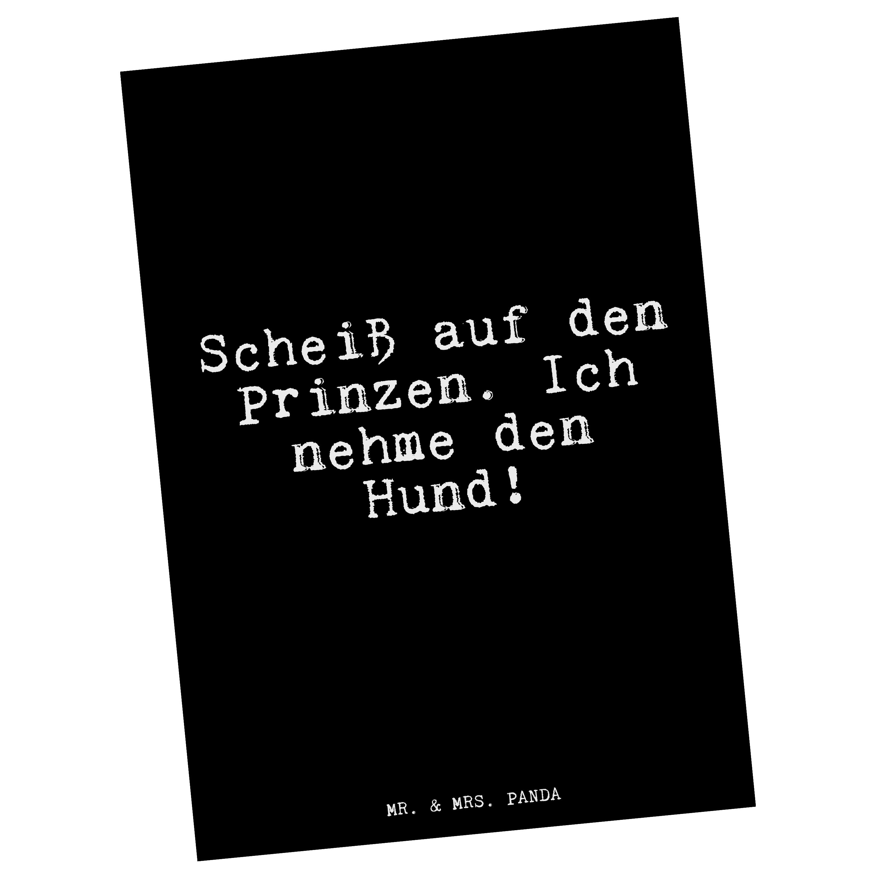 Mr. & Mrs. Panda Postkarte »Scheiß auf den Prinzen.... Schwarz