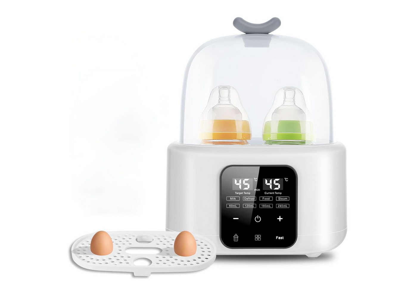 ibettertec Babyflaschenwärmer 6-in-1 Flaschenwärmer Baby, Doppelbecher Babyflaschen Wärmer, für Babyflaschen,Baby Flaschenwärmer,Erwärmen/Auftauen Speisen