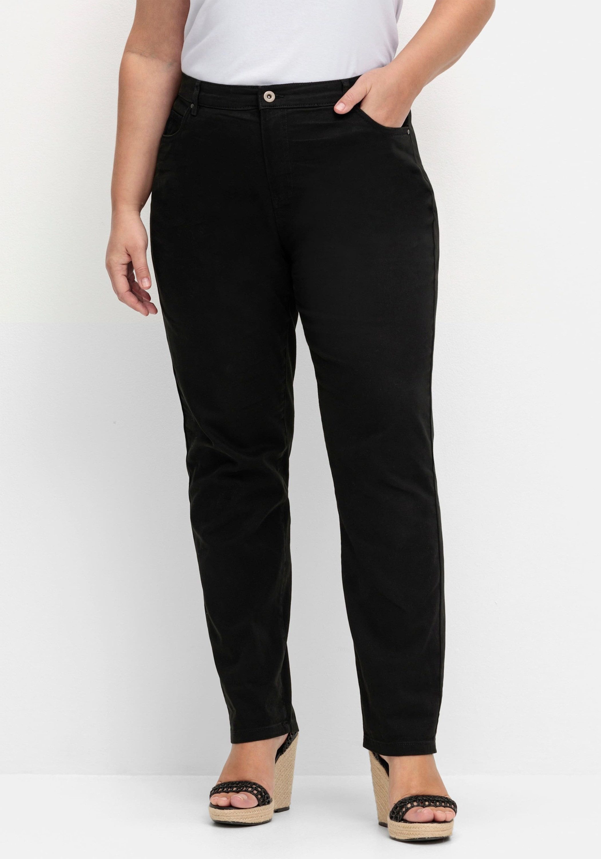 Sieh an! Bequeme Jeans Stretch-Hose komfortabel mit seitlichem Dehnbund