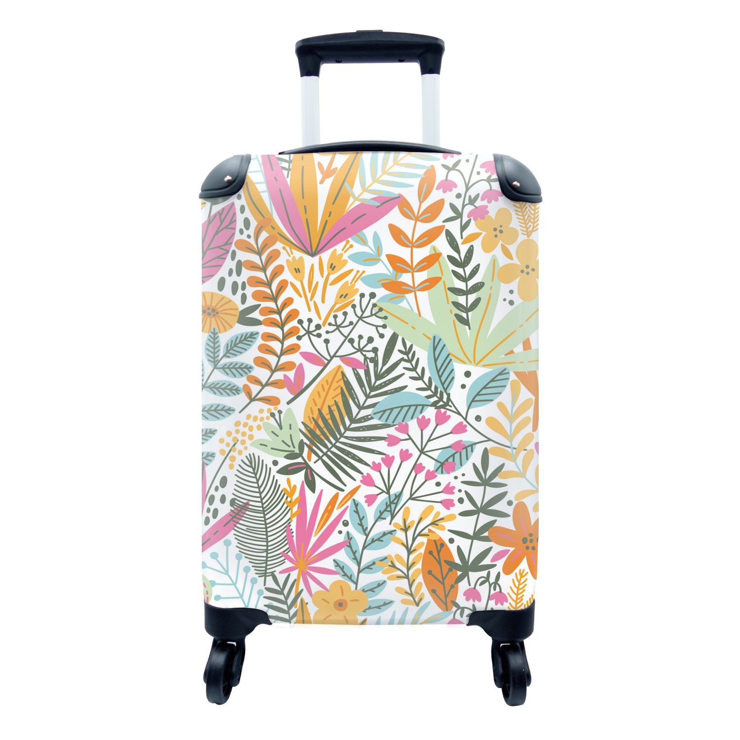 Reisekoffer - rollen, mit - Sommer Blumen Pflanzen Reisetasche Trolley, - MuchoWow 4 Ferien, Blätter, für Handgepäck Handgepäckkoffer Rollen,