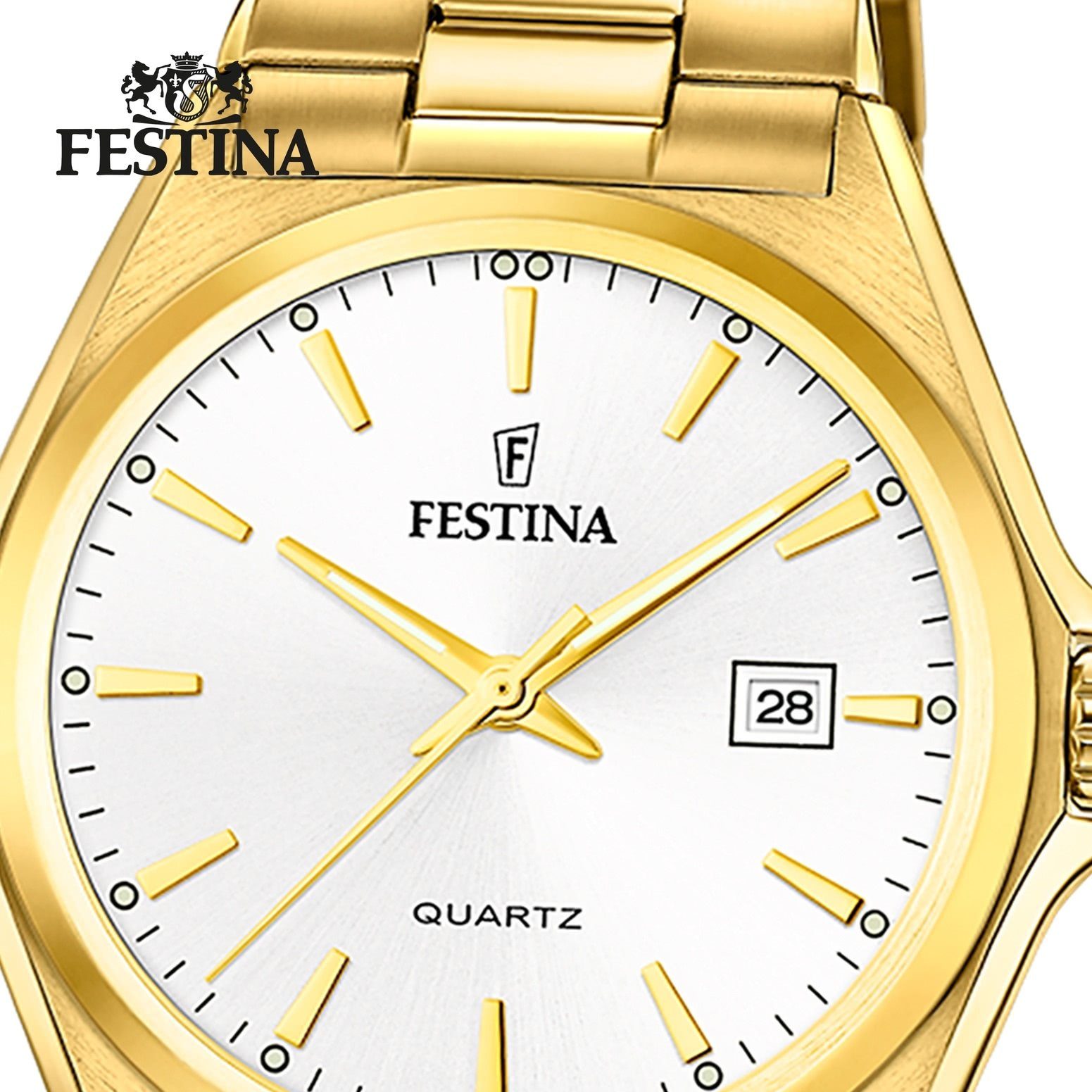 Festina Quarzuhr Festina Herrenuhr Klassik, Herren Armbanduhr rund,  Edelstahlarmband gold, Casual