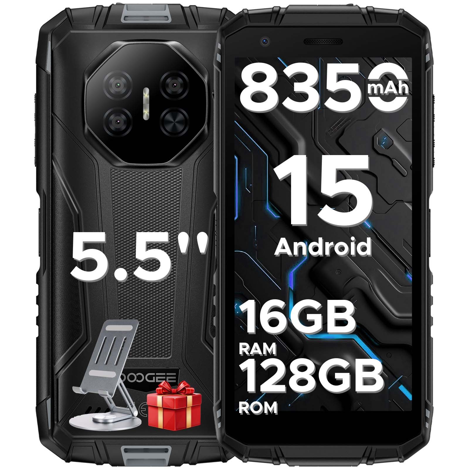 DOOGEE Fire 3 Pro inkl. Handyhalterung 8350mAh 128GB Outdoor Handy 5.5'' Smartphone (14 cm/5.45 Zoll, 128 GB Speicherplatz, 16 MP Kamera, Android 15, Gemini Al, Unisoc T7200, 16MP Camera, Dual SIM 4G)