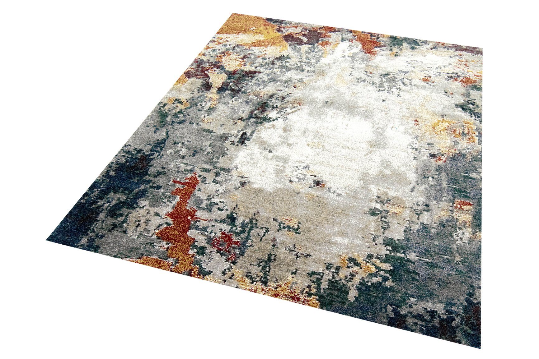 Carpetia Teppich modernes Design Wohnzimmer Flur blau grau rot - pflegeleicht, rechteckig, Höhe: 13 mm – Bild 2 von 5