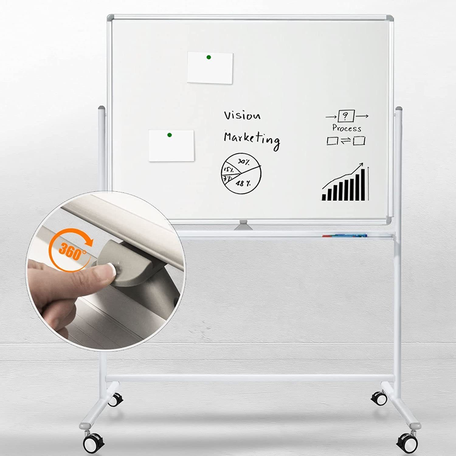 Wandtafel Mobil Whiteboard Karat & Schreibtafel, Stanford, verschiedene drehbar Größen,