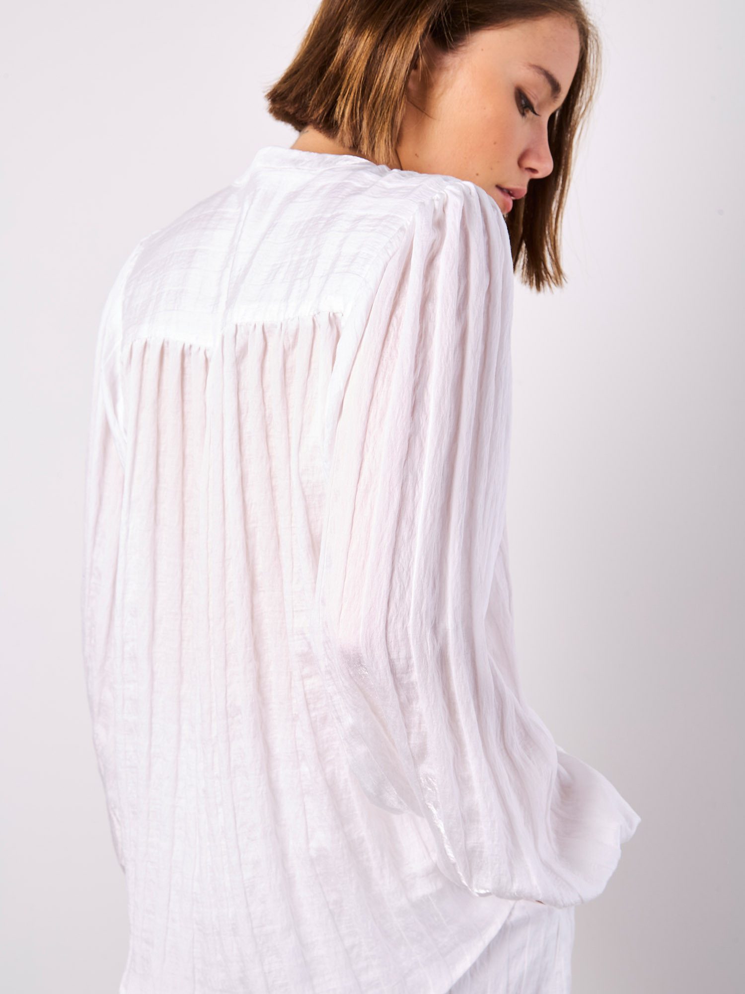 Apricot Hemdbluse Streifenhemd . mit Granddad-Kragen