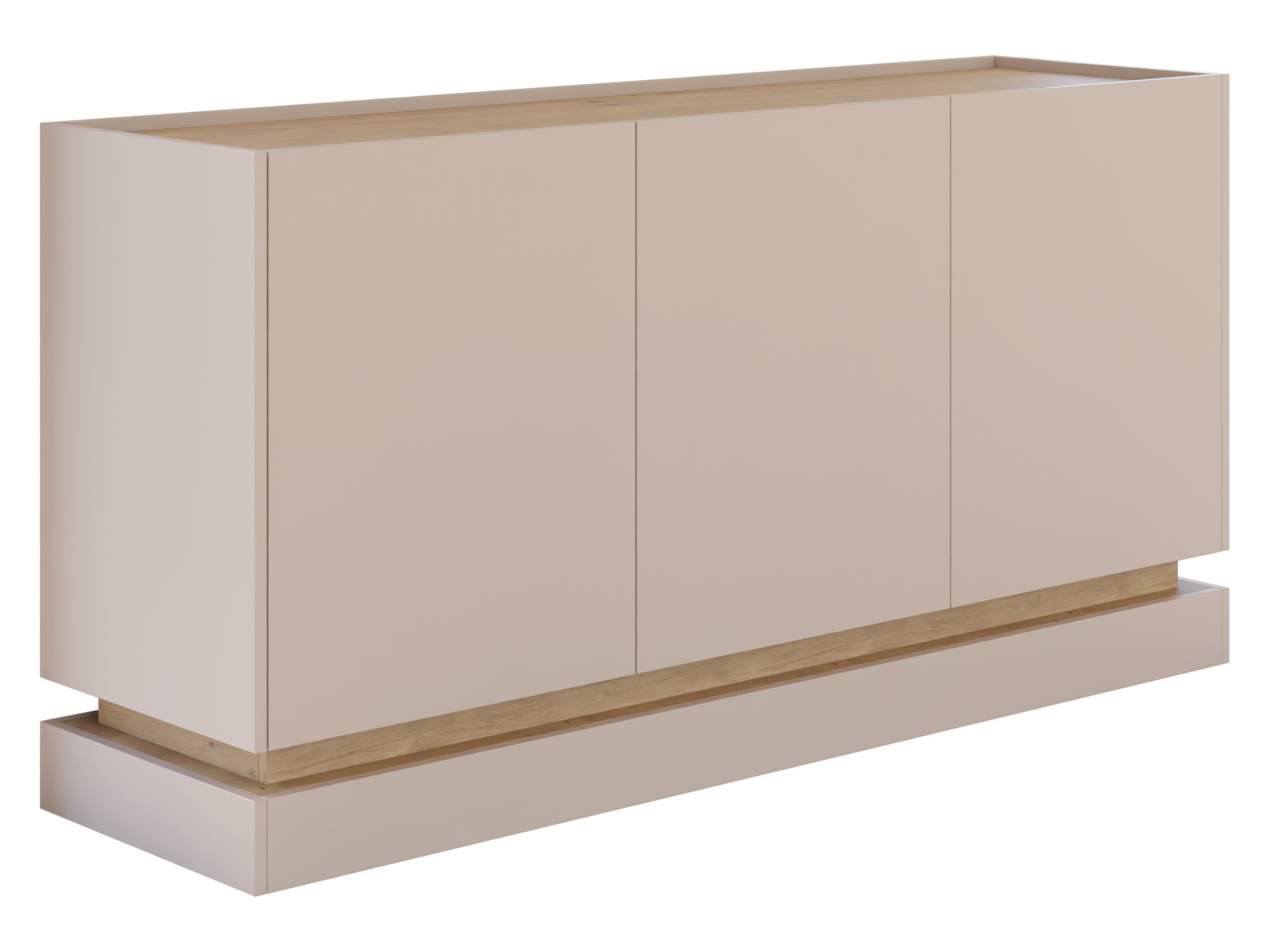 MIRJAN24 Kommode Zarpant K160 3D (mit drei Drehtüren), 160x37x75 cm, gedämpftem Schließsystem