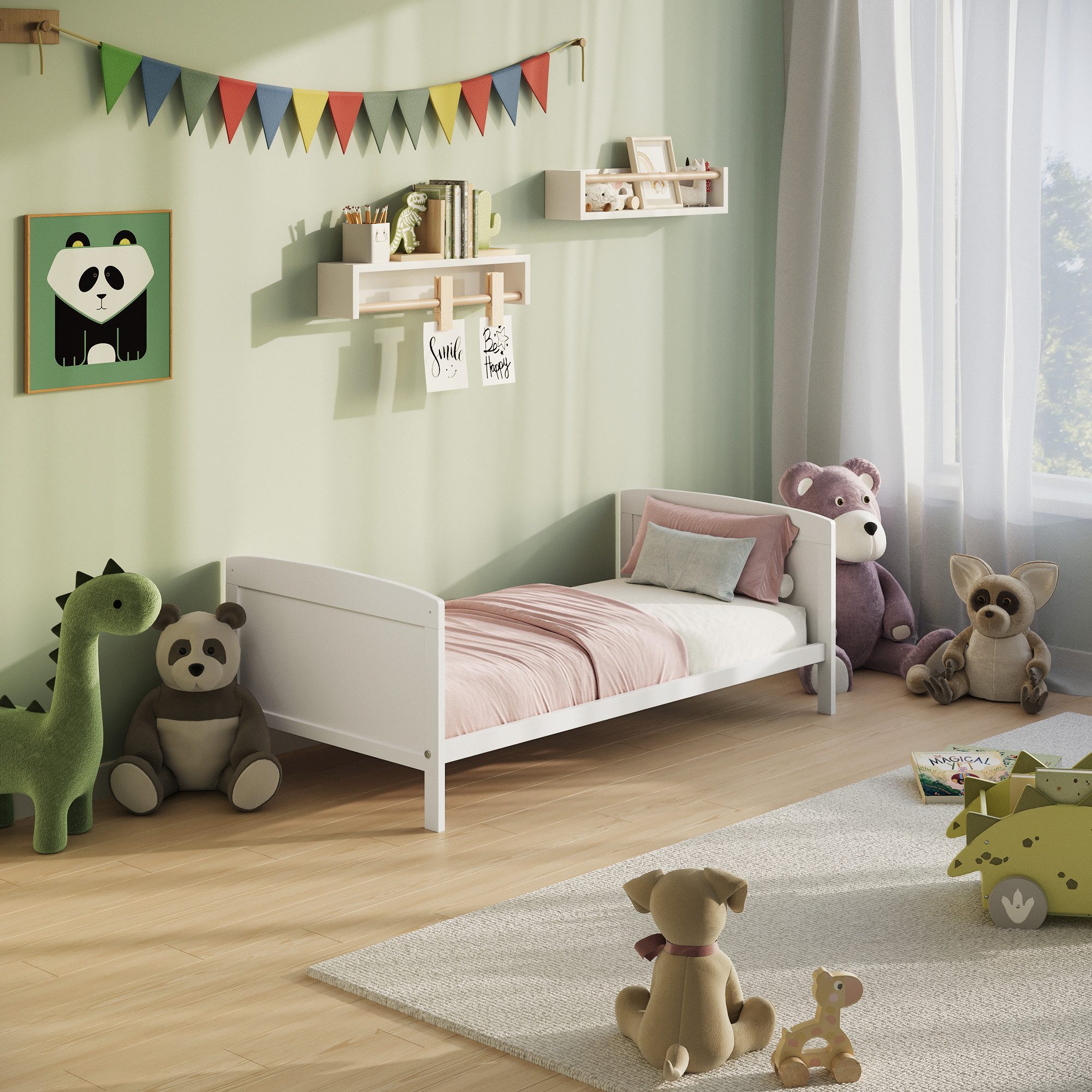 Kids Collective Babybett Kinderbett 60x120/70x140 cm umbaubar zu höhenverstellbares Lattenrost, 60x120 cm, Weiß mit Matratze von Geburt bis 3. Lebensjahr
