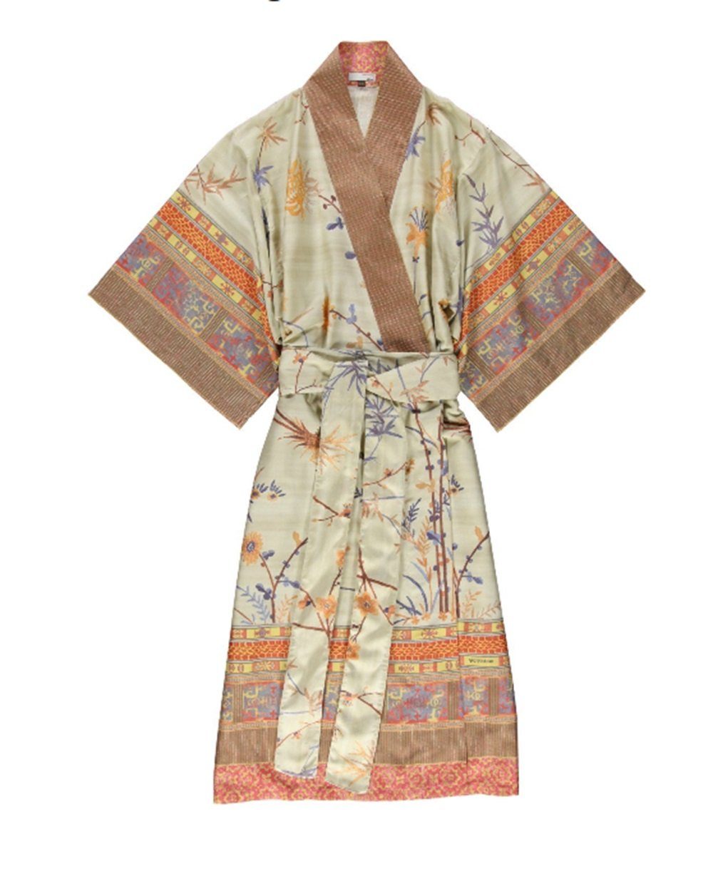 Bassetti Kimono bassetti Kimono Fong klasisch schön Doppelgröße, Kimono Kragen, Gürtel, leichter Morgenmantel, Baumwollsatin