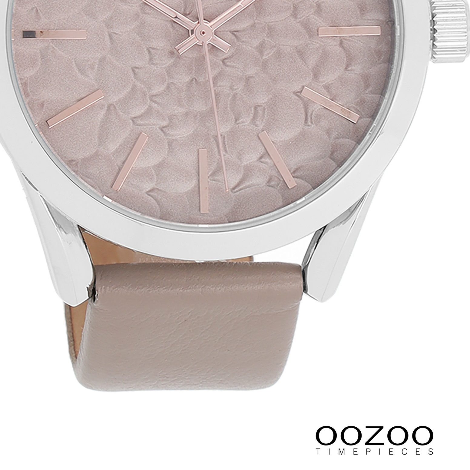 OOZOO Quarzuhr Oozoo Damen Armbanduhr Timepieces Analog, (Analoguhr), Damenuhr rund, groß (ca. 43mm) Lederarmband, Fashion-Style