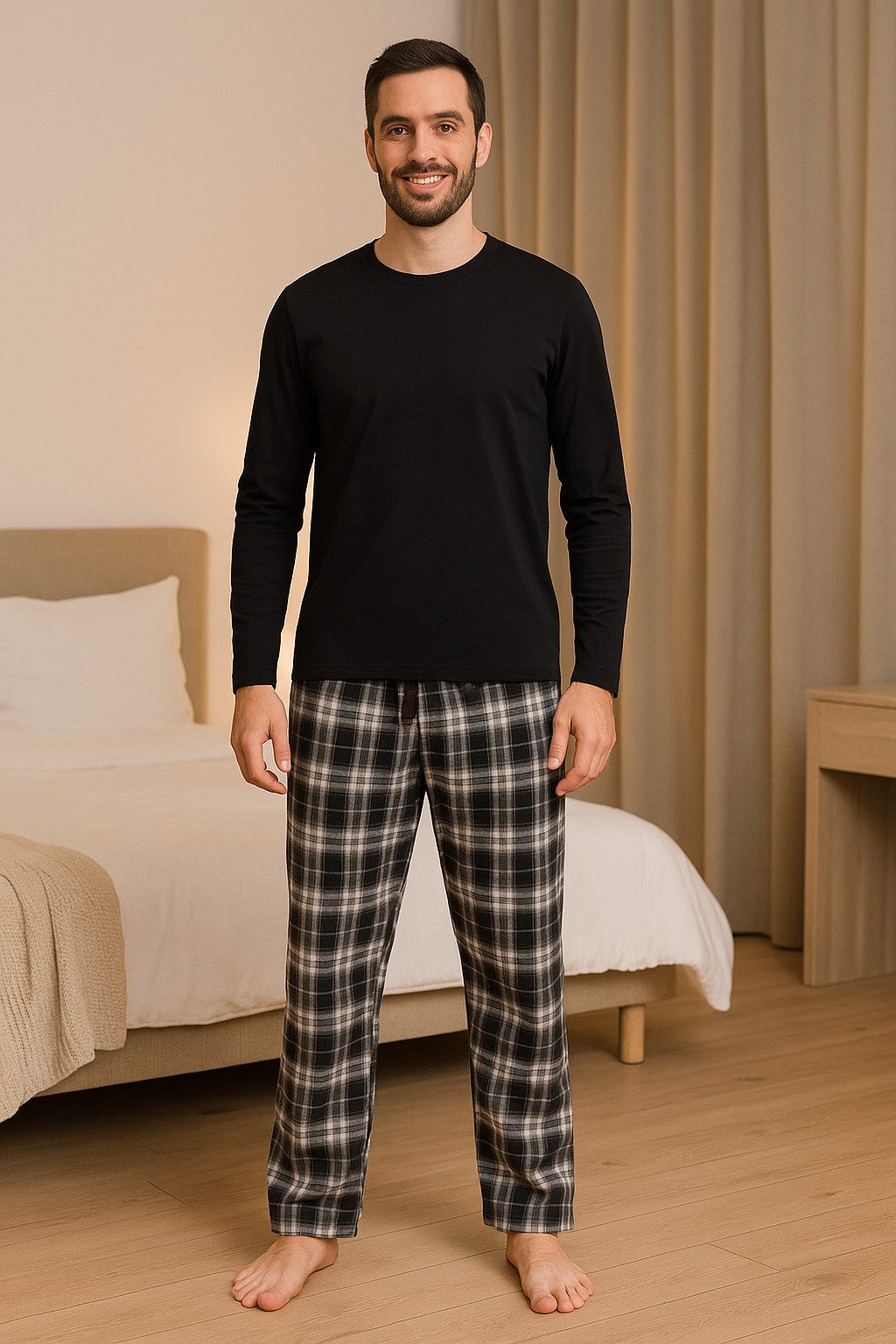 UP2FASHION MEN Pyjama Herren Flanell-Pyjama aus 100% Baumwolle, 2-teiliger günstig online kaufen