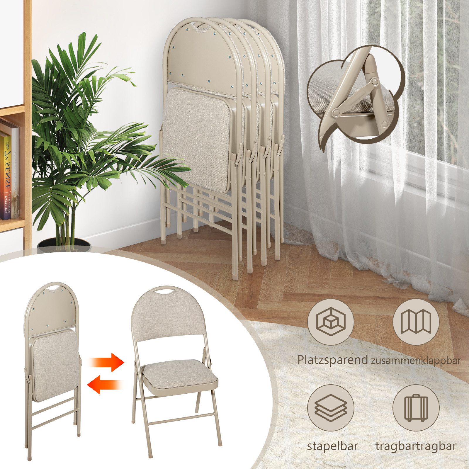 KOMFOTTEU Klappstuhl (4er Set), Küchenstuhl mit günstig online kaufen