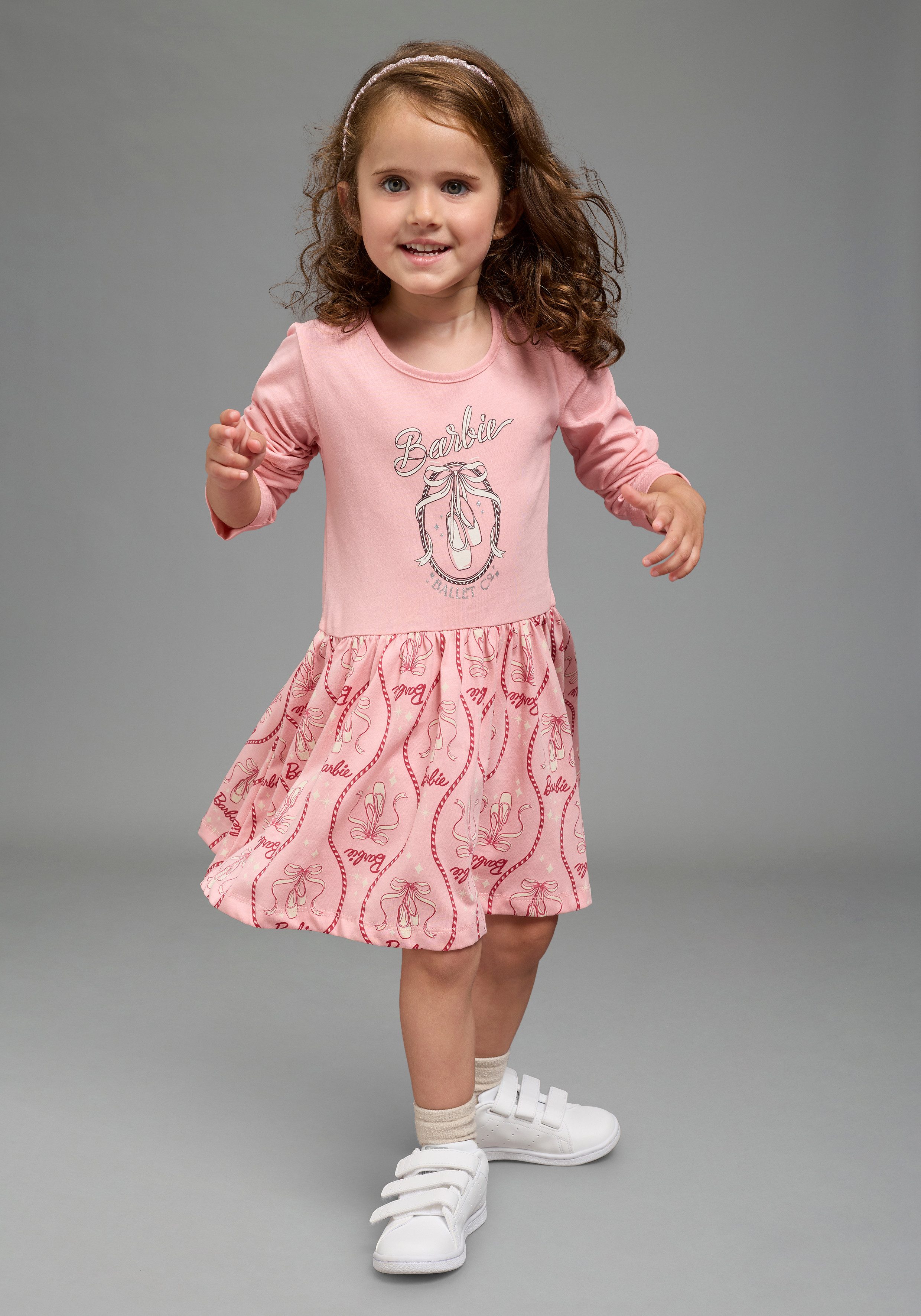 KIDSWORLD Jerseykleid BARBIE Glitzerdruck Kleid, Mattel BARBIE Nussknacker Shirtkleid mit Glitzerdruck, kniefrei – Bild 4 von 5