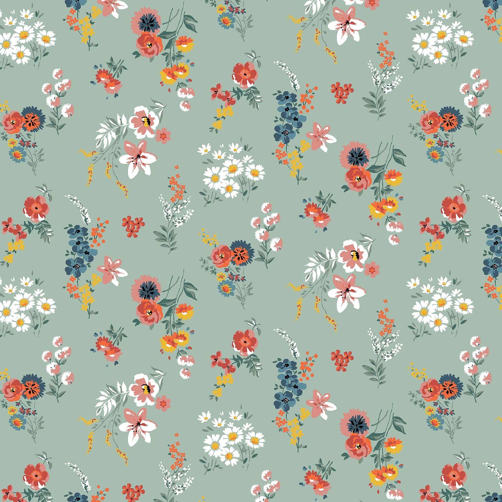 maDDma Stoff 0,5m Baumwollstoff BeHappy Motiv Flowerpower Halbmeterware 150cm breit, Motiv 10