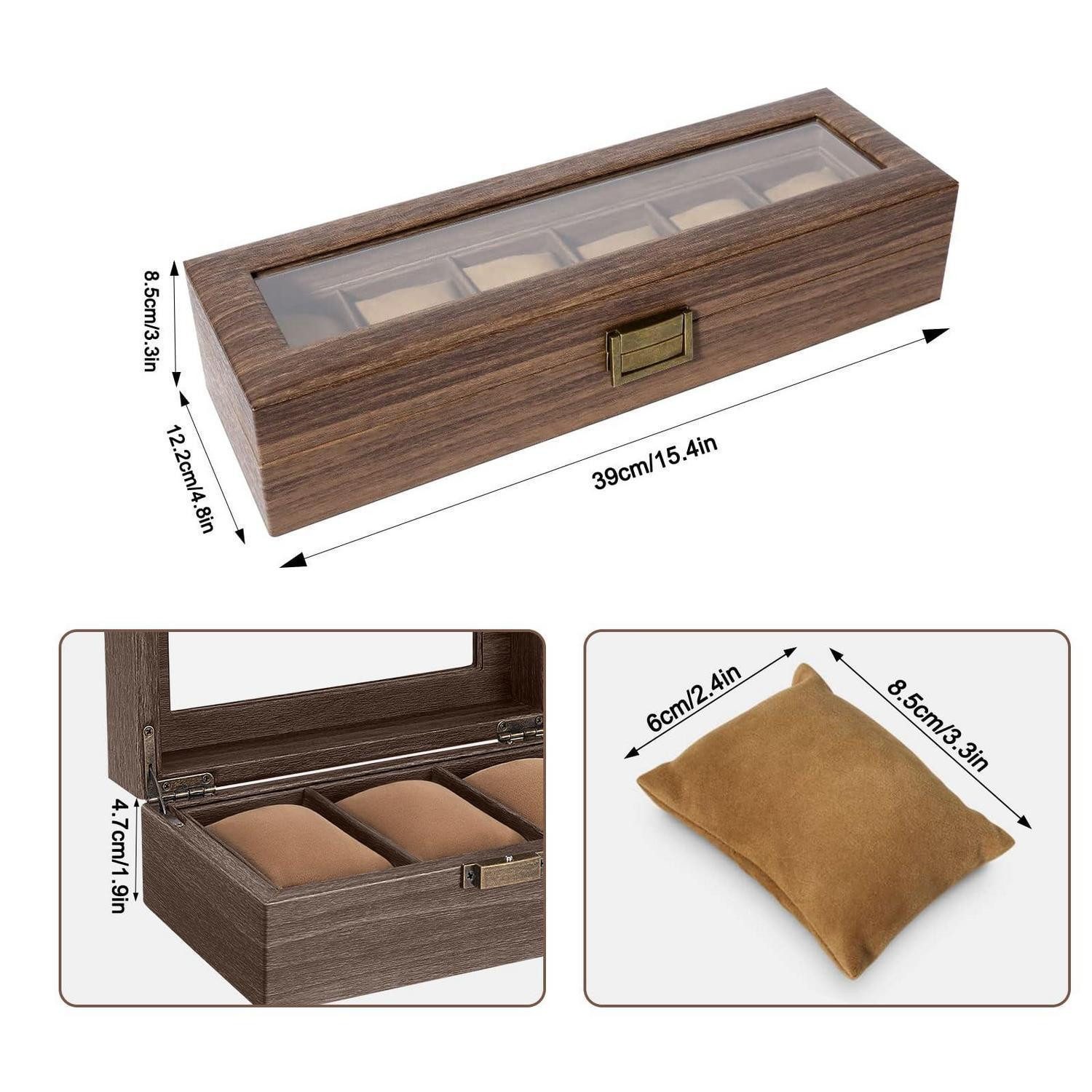 LuxusKollektion Uhrenbox Uhrenbox Holz 6 Fächer Aufbewahrungsbox Lederoptik (1 St)