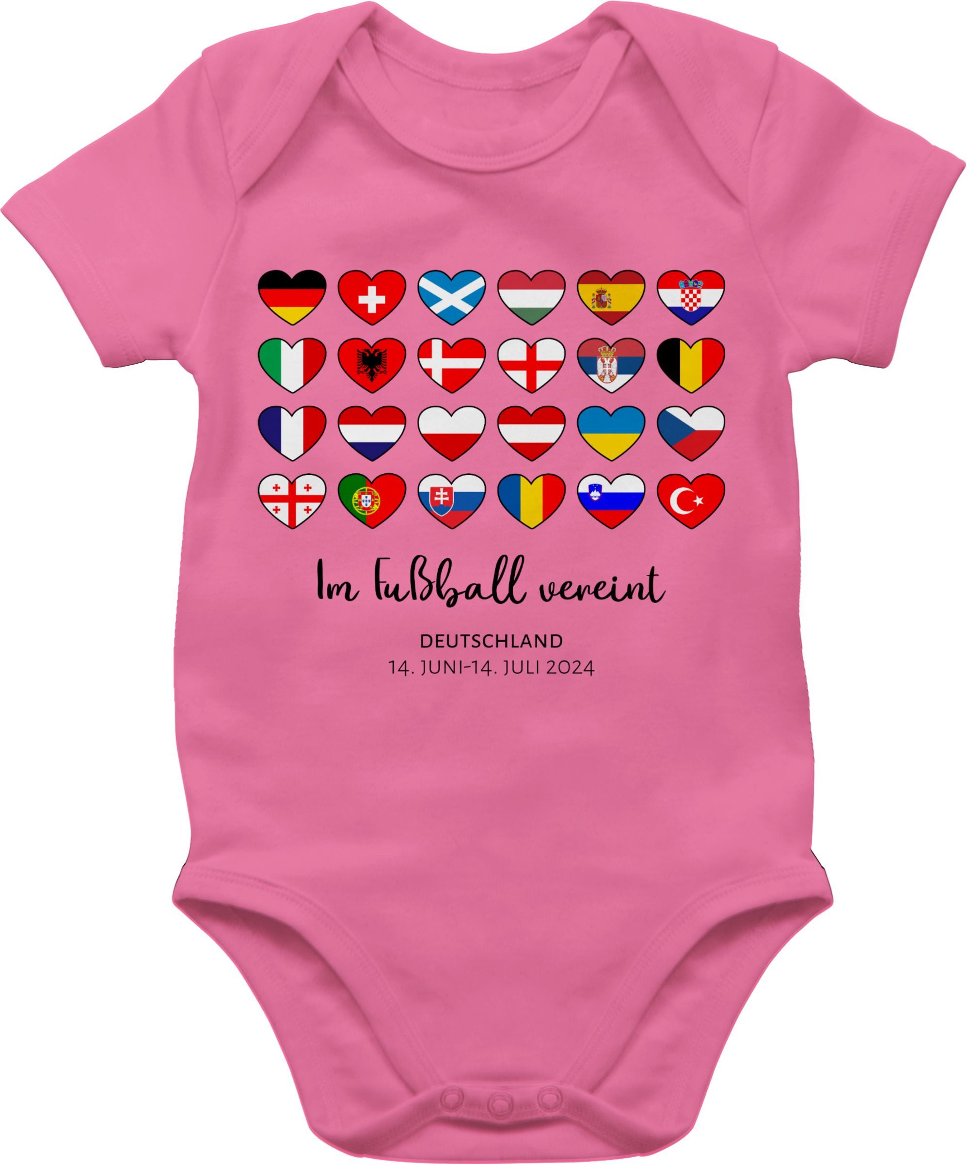Shirtracer Shirtbody Deutschland EM 2024 Länder Herzen - Im Fußball vereint, 2026 Fussball WM Fanartikel Baby