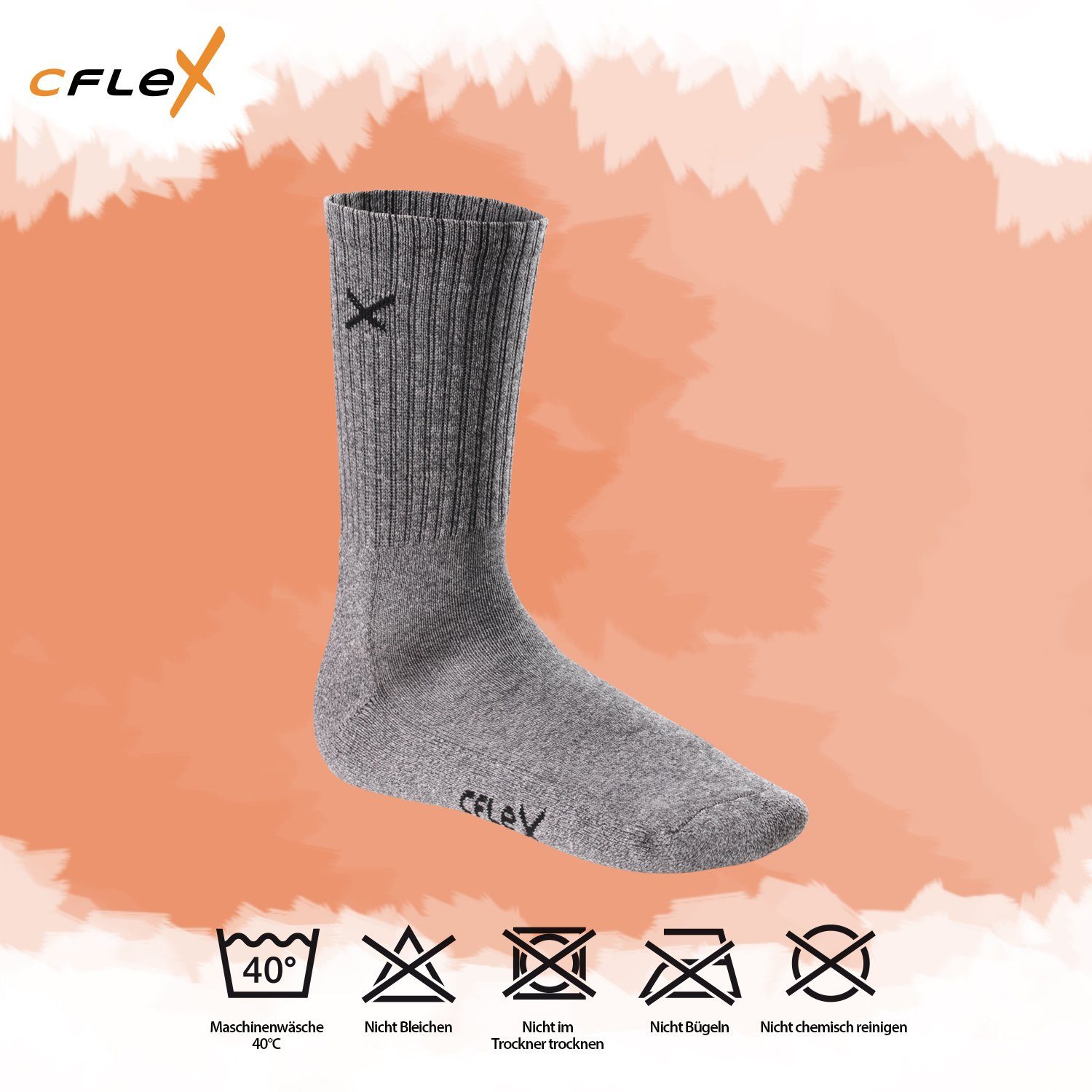 CFLEX Sportsocken Lifestyle Crew Socks (6 Paar) für Damen & Herren - Frotteesohle